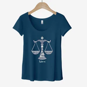 Libra Zodiac Symbol: The Scales - Women’s Flex Scoop Neck Tee