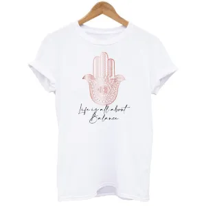 Life Is All About Balance Hand of Fatima Graphic Women's T-shirt
