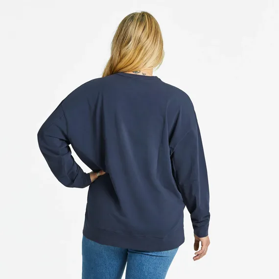 Life is Good Women's Daisies Mandala Crusher Flex Oversized Crew