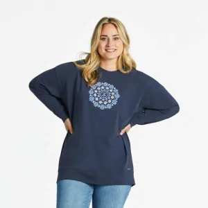 Life is Good Women's Daisies Mandala Crusher Flex Oversized Crew