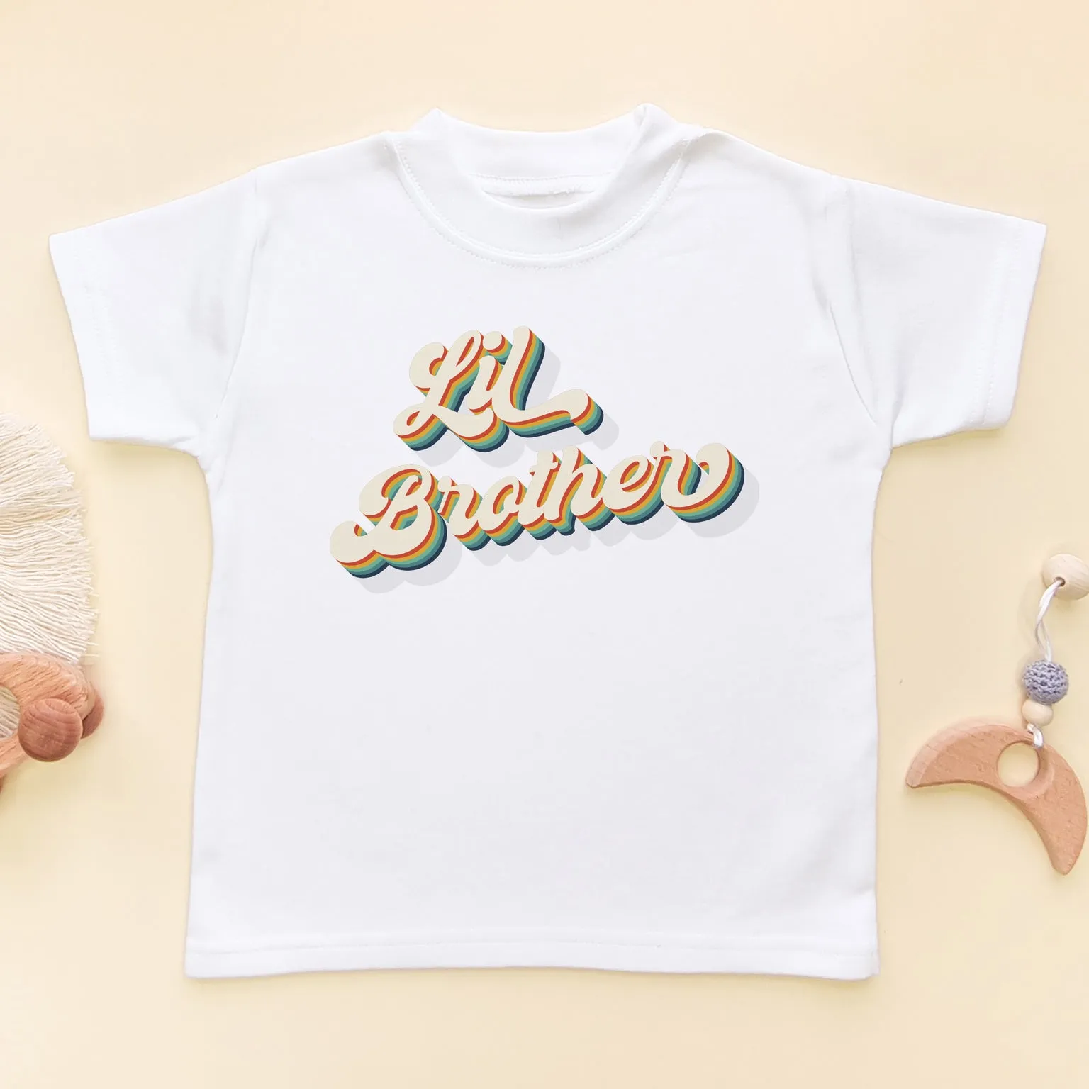 Lil Brother Rainbow Retro Style T Shirt