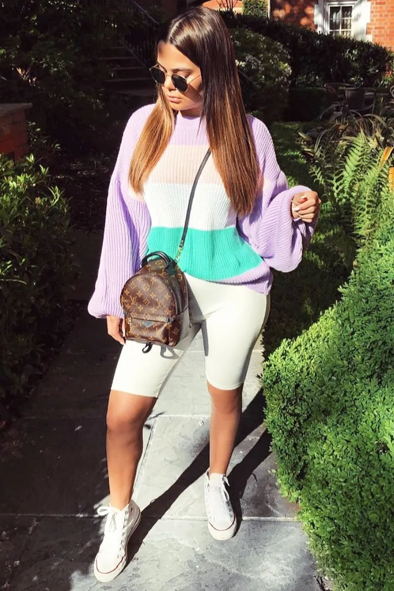 Lilac Nude and White Striped Jumper - Ammie