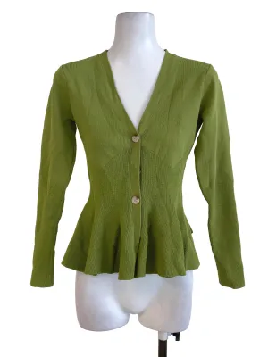 Lime Green Peplum Cut Cardigan LB