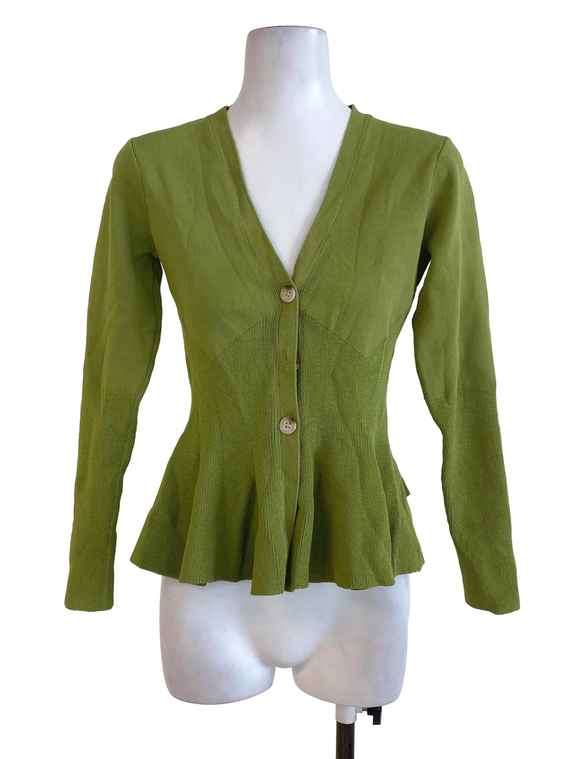 Lime Green Peplum Cut Cardigan LB