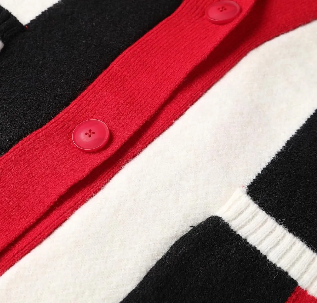 LINE FOR LINE STRIPE COLOR CARDIGAN - RED MULTI
