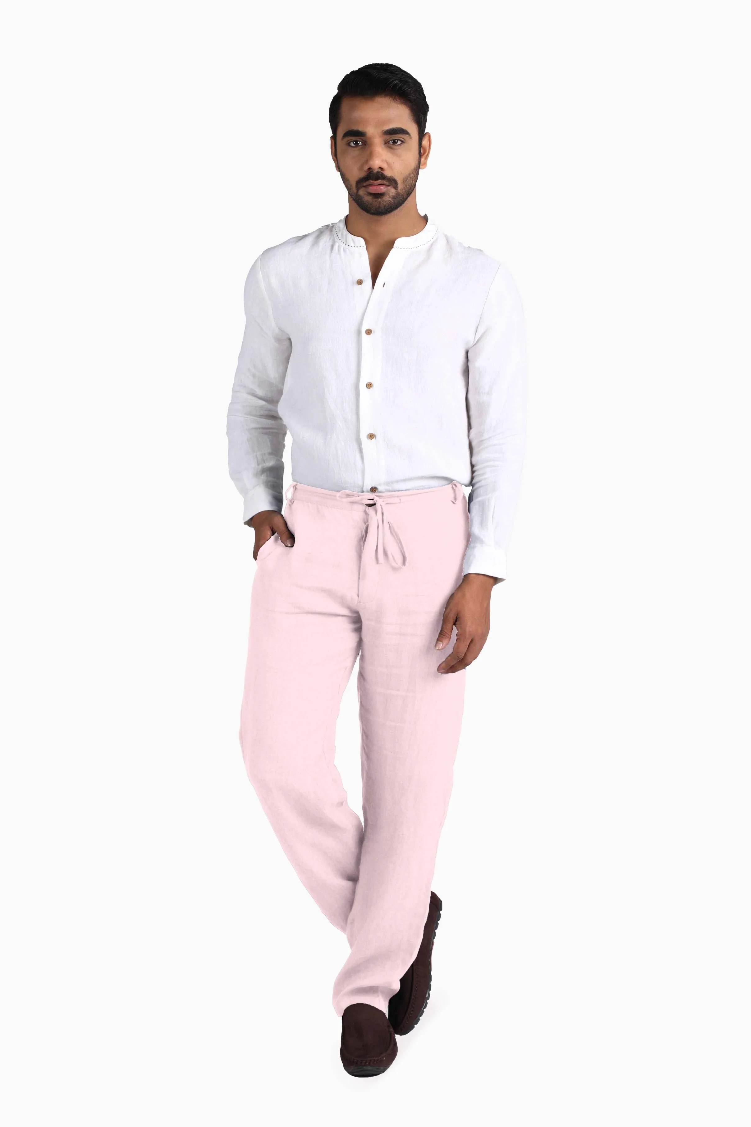 Linen Atlas Pant-Petal Pink