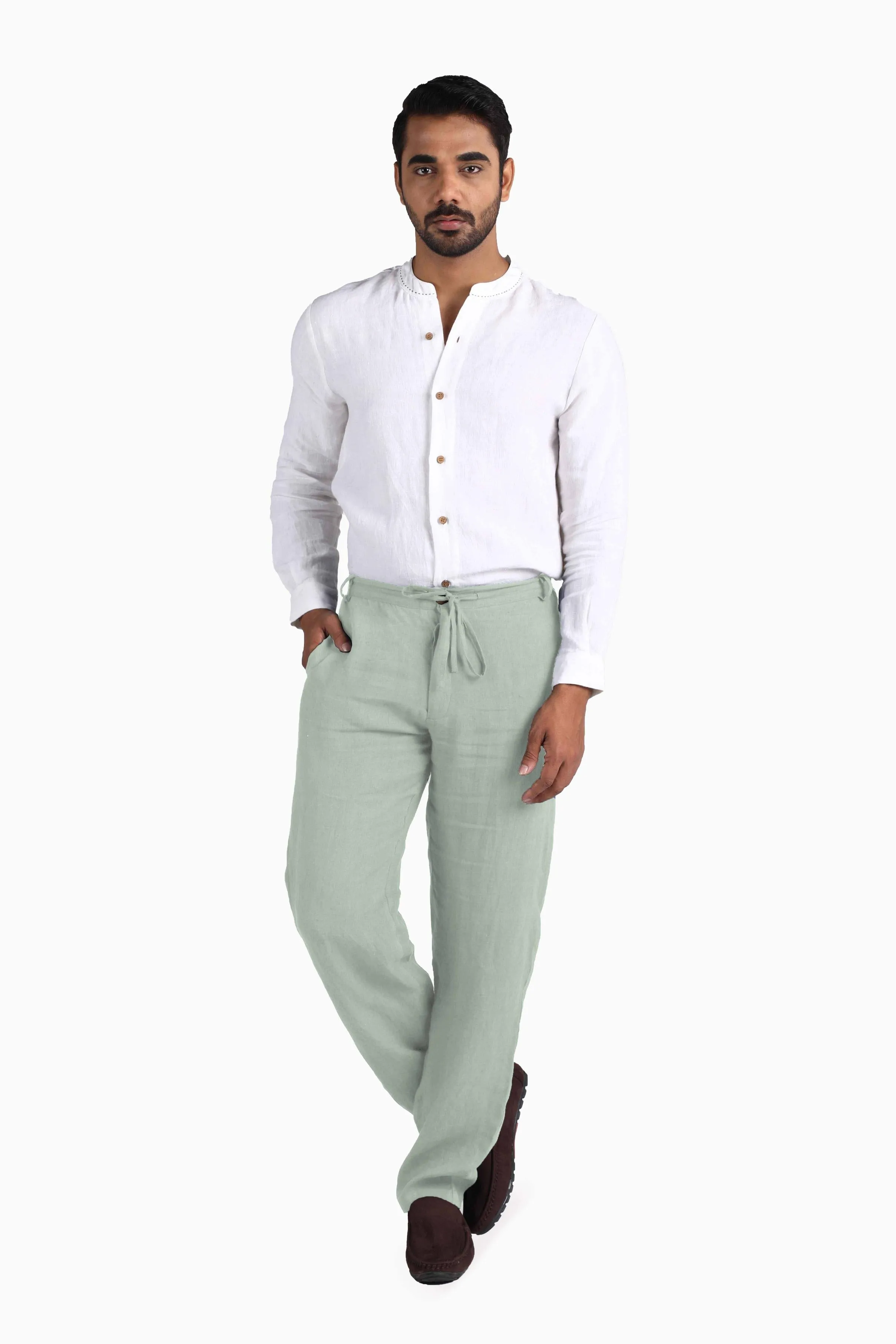Linen Atlas Pant-Petal Pink