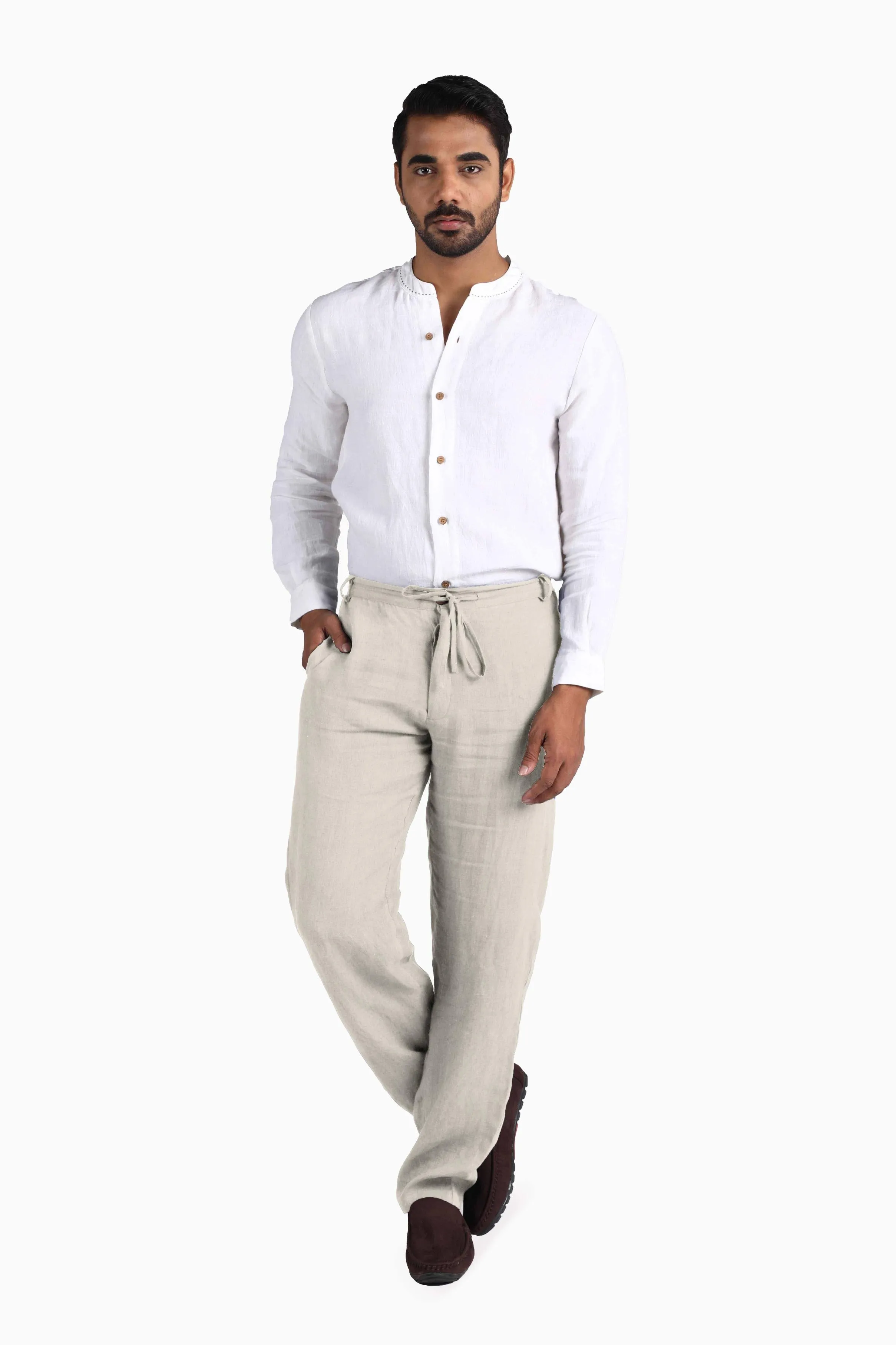Linen Atlas Pant-Petal Pink
