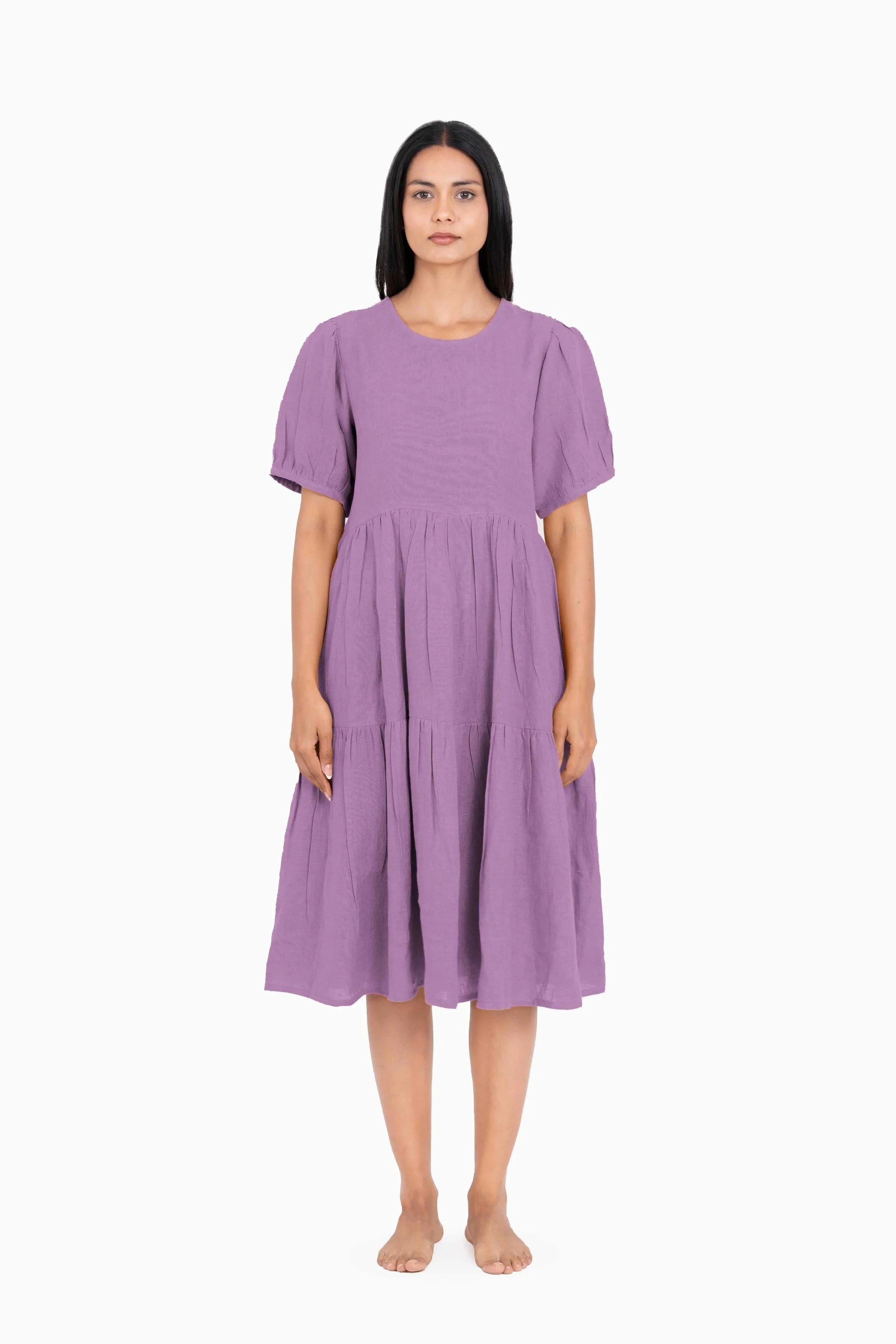 Linen Elvira Dress-Petal Pink