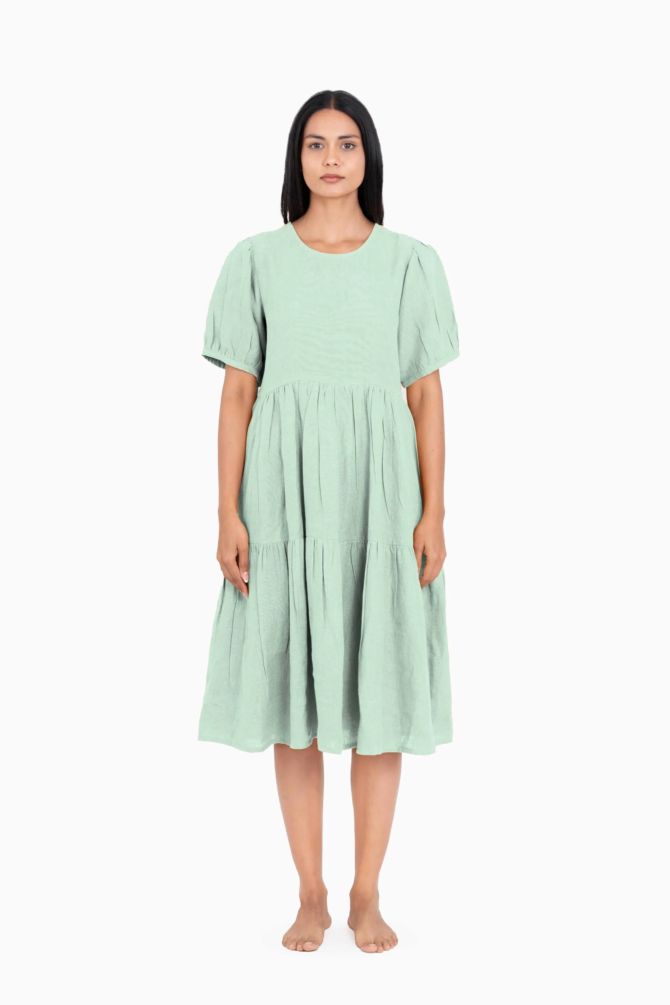 Linen Elvira Dress-Petal Pink