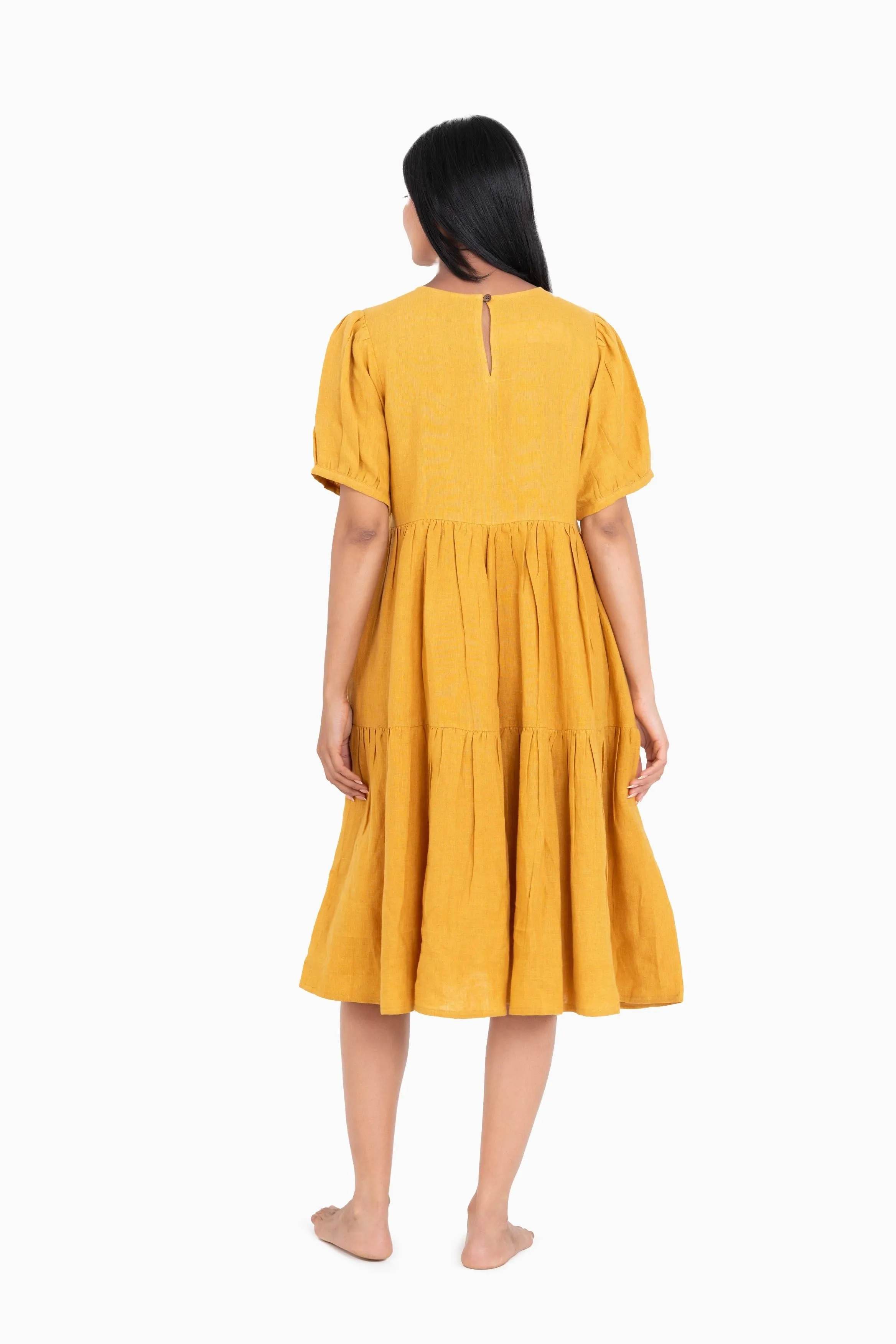 Linen Elvira Dress-Petal Pink