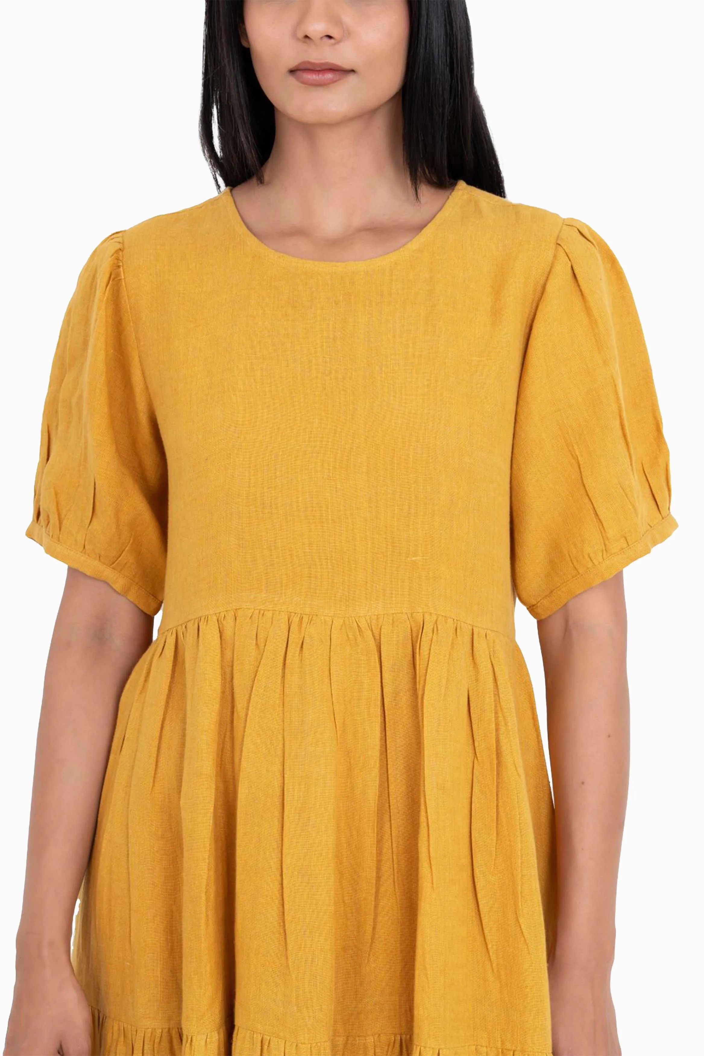 Linen Elvira Dress-Petal Pink