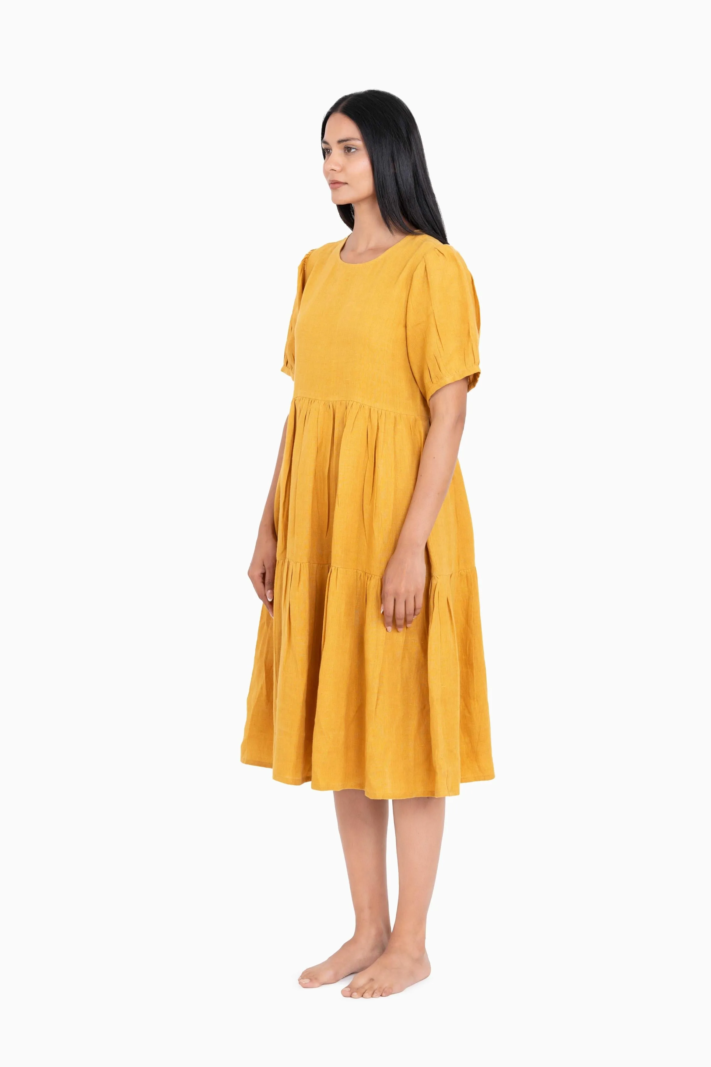 Linen Elvira Dress-Petal Pink