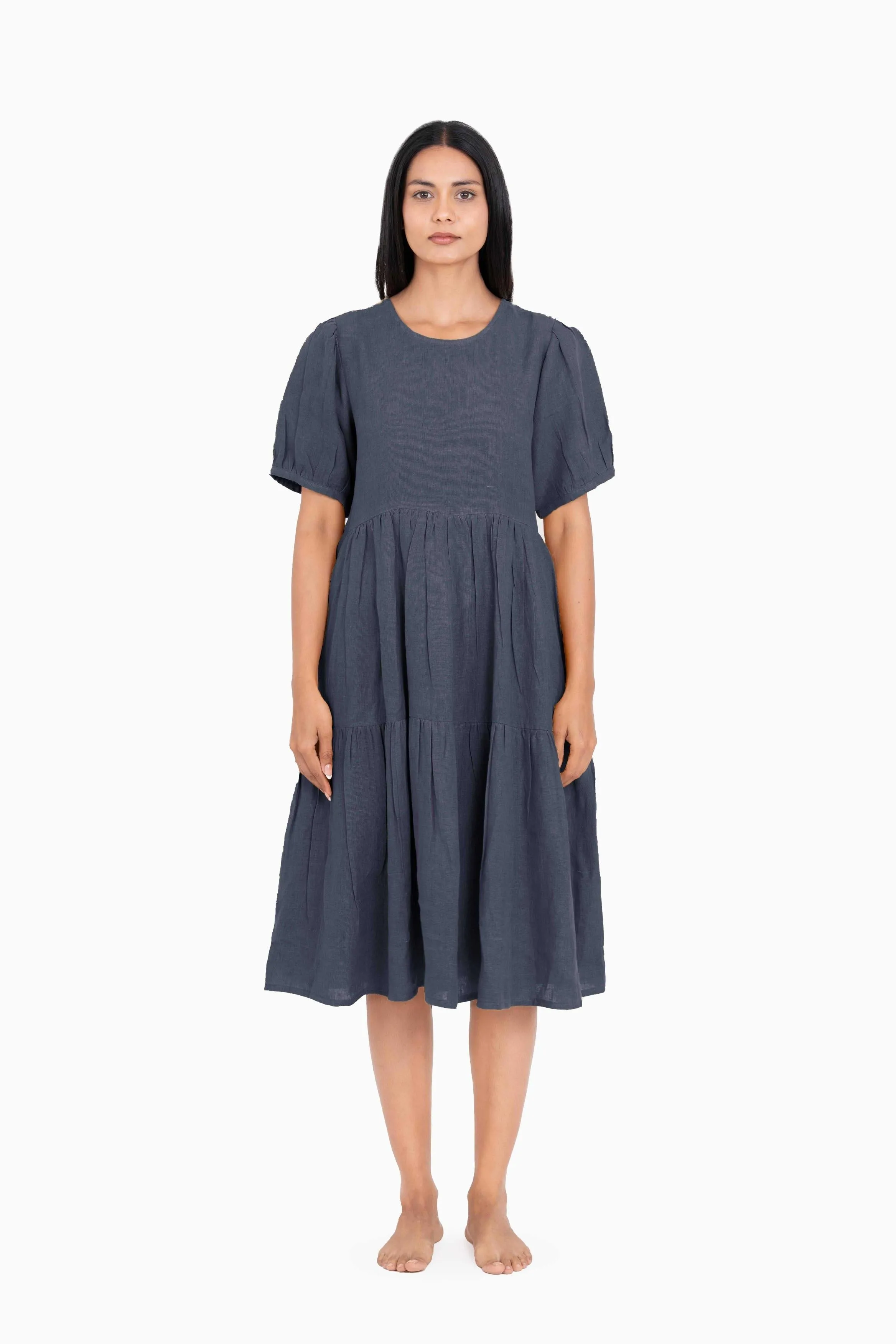 Linen Elvira Dress-Petal Pink