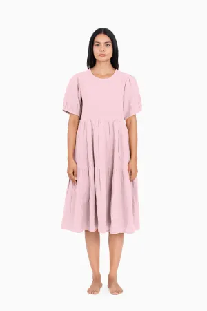 Linen Elvira Dress-Petal Pink