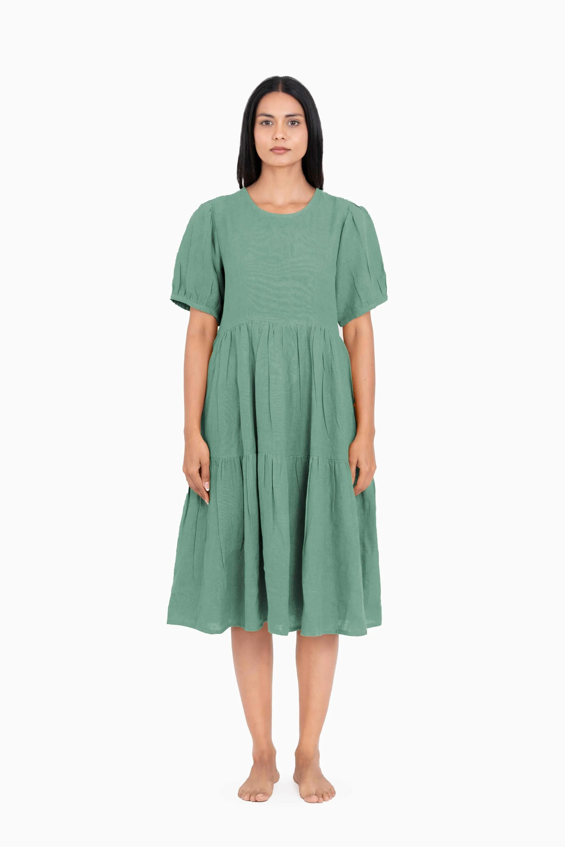 Linen Elvira Dress-Petal Pink