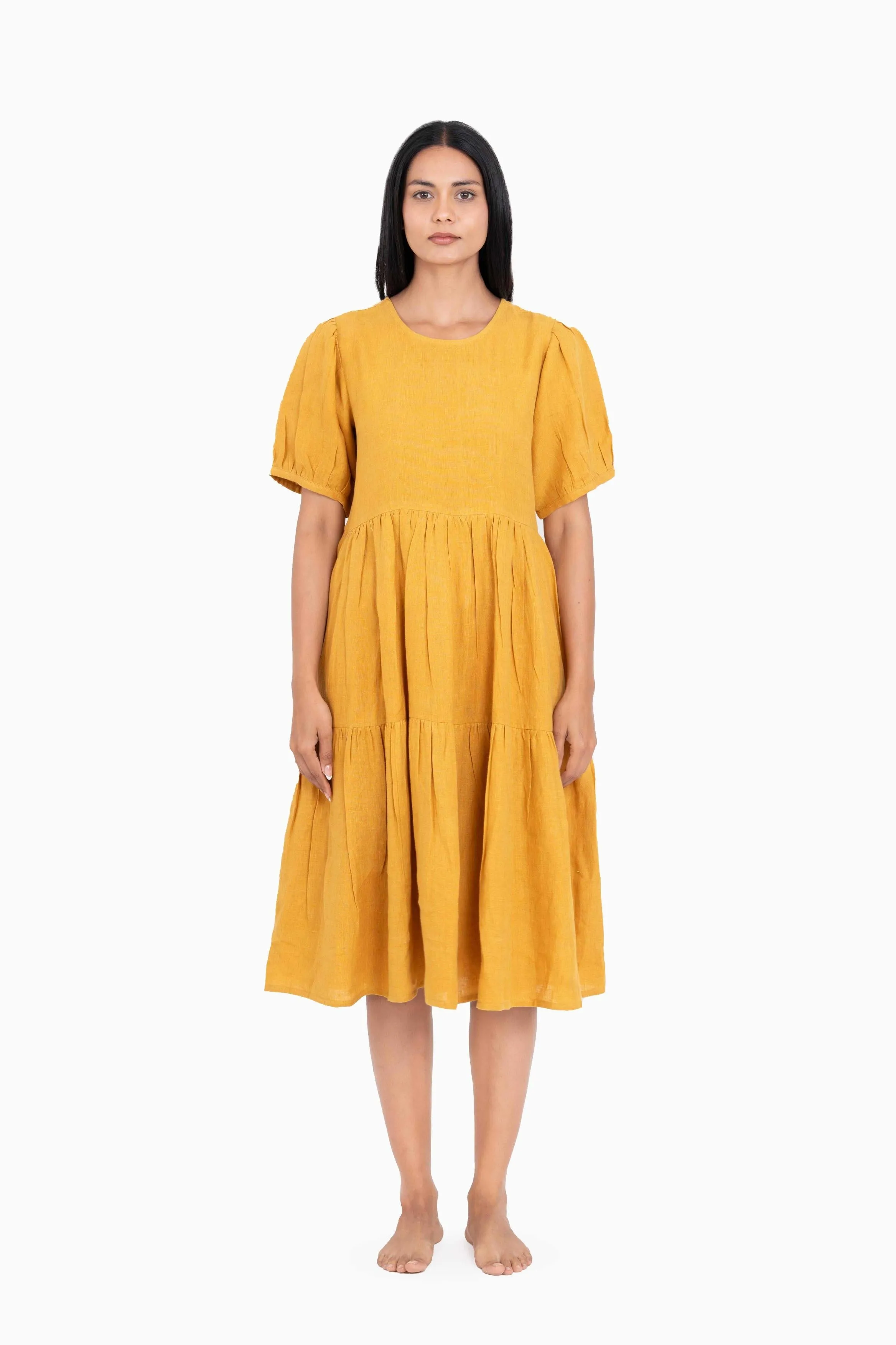 Linen Elvira Dress-Petal Pink