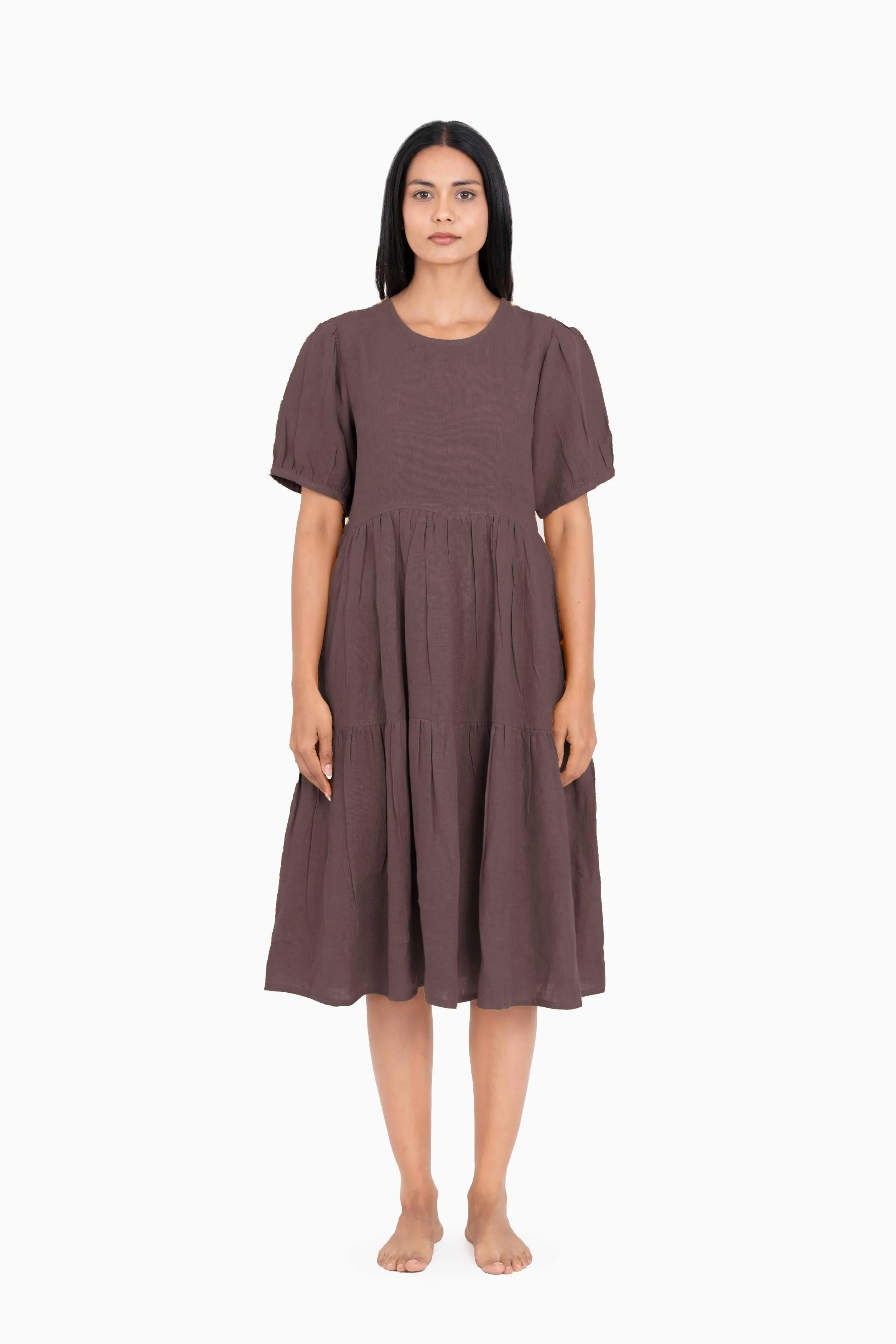 Linen Elvira Dress-Petal Pink