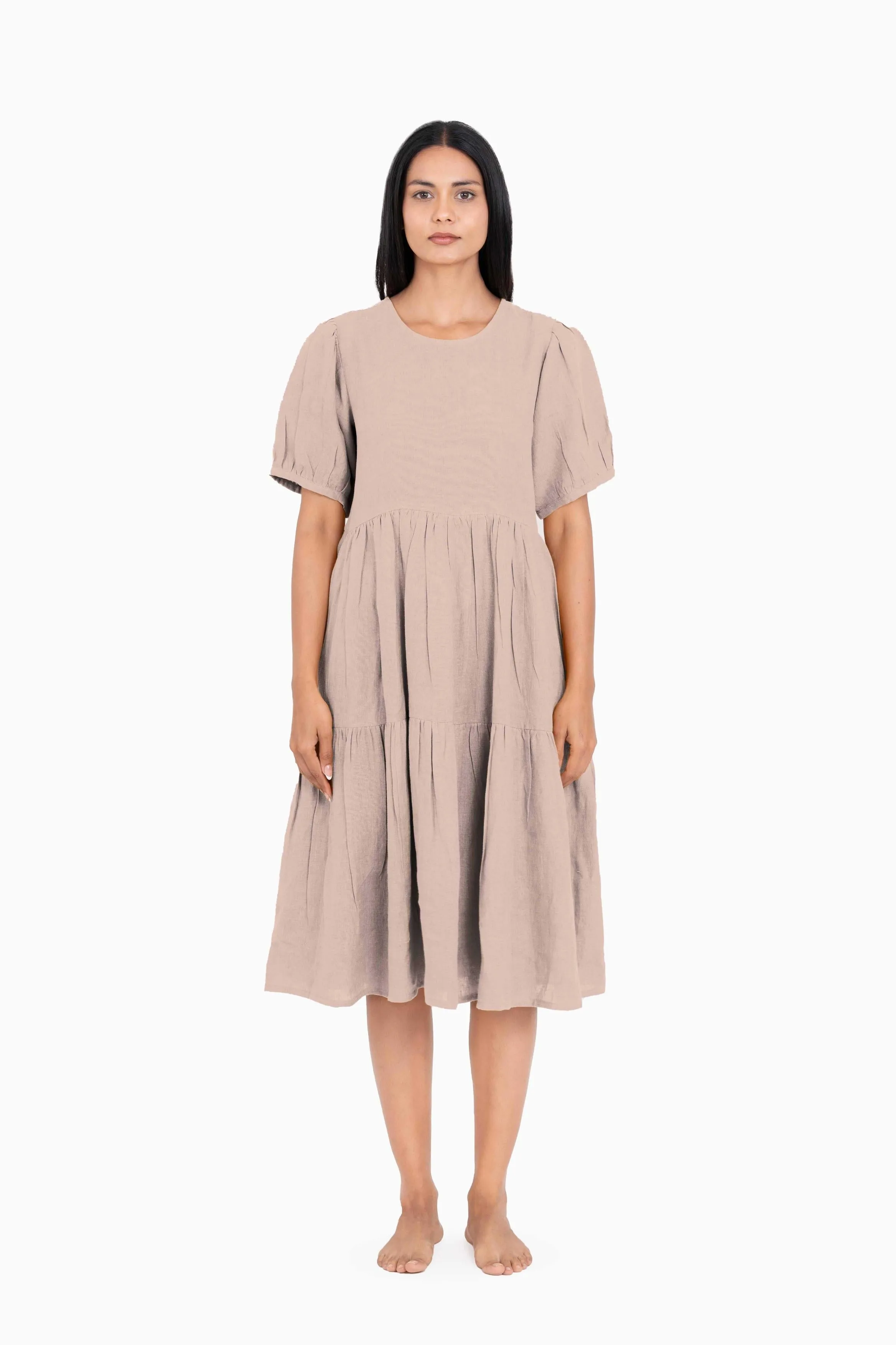 Linen Elvira Dress-Petal Pink