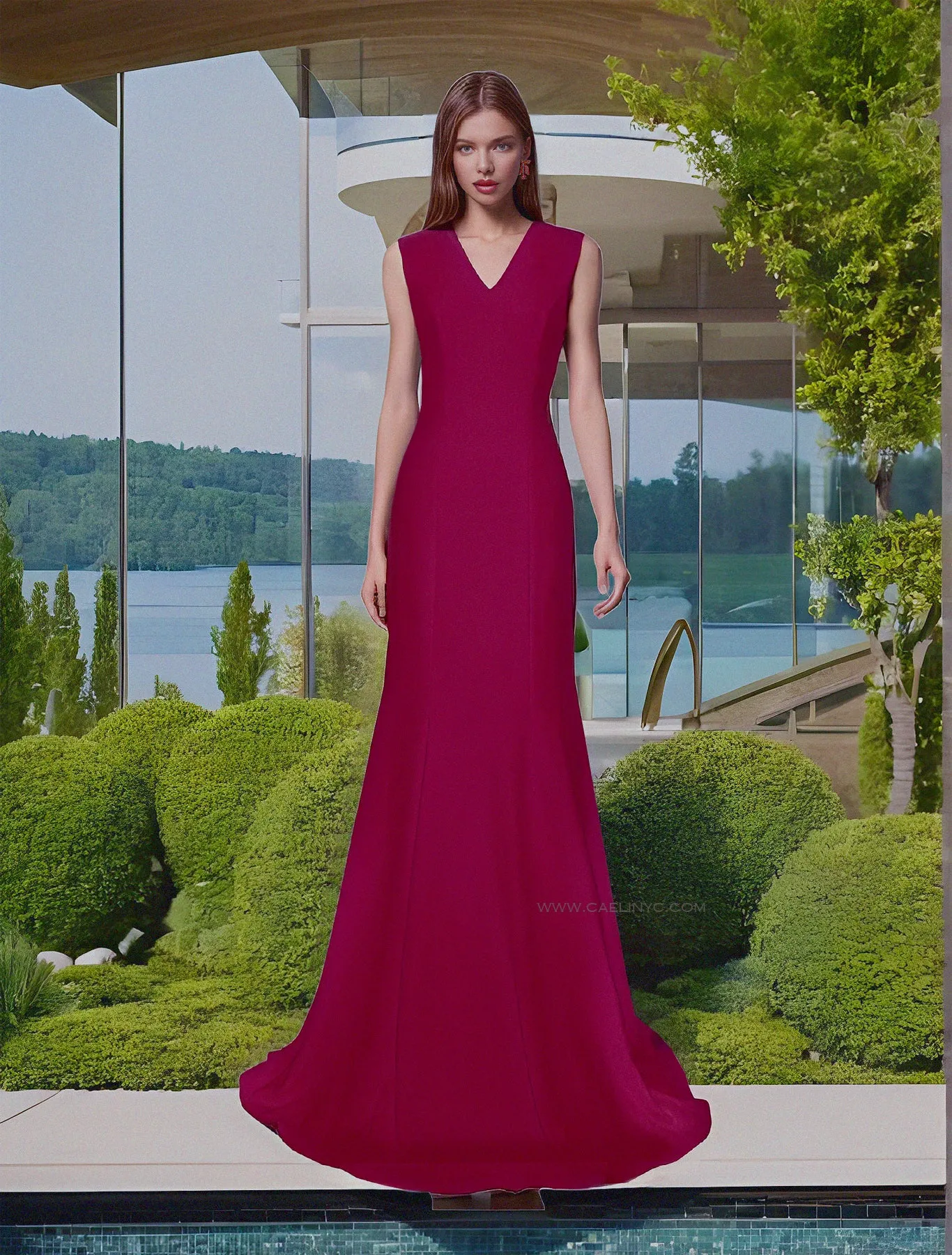 Lisbon V-Neck Minimalist Couture Gown- More colors