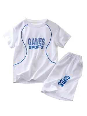 LJMOFA Boy Football Sportwear Breathable Cool 1-9T Kids 2pcs Short Sleeve Shorts Set Summer Casual Absorb Sweat Sport Wear D157