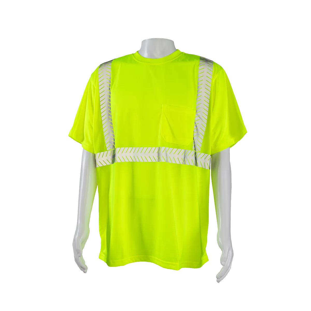 LJTS2 ANSI Class 2 High-Vis Lime Jersey Knit Pocket Short Sleeve T-Shirt