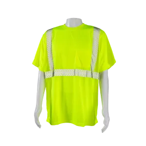 LJTS2 ANSI Class 2 High-Vis Lime Jersey Knit Pocket Short Sleeve T-Shirt