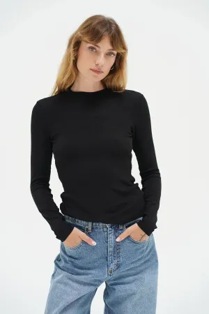 LNA Clothing Dalston Ribbed Long Sleeve Black