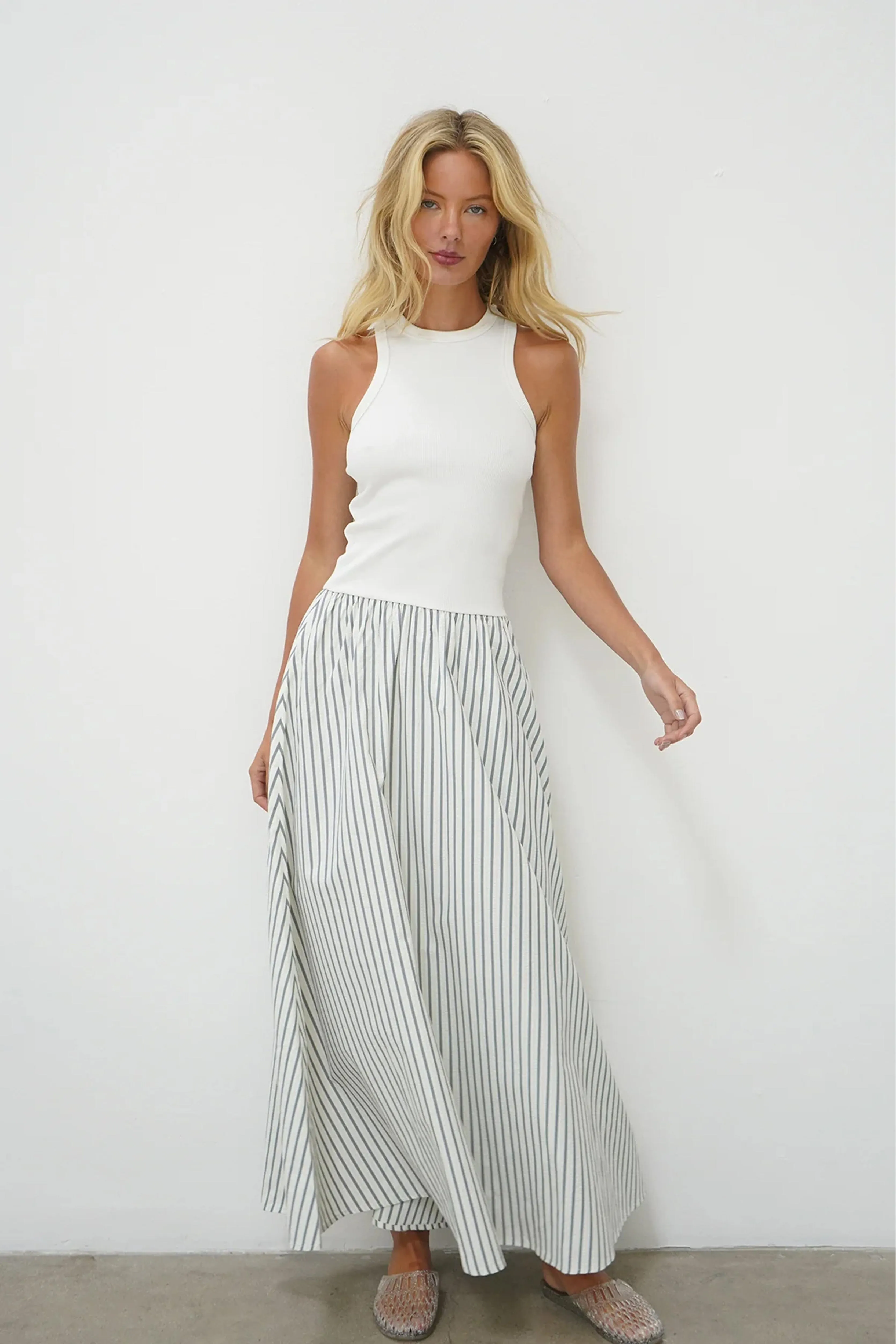 LNA | Hart Dress - Grey Stripe