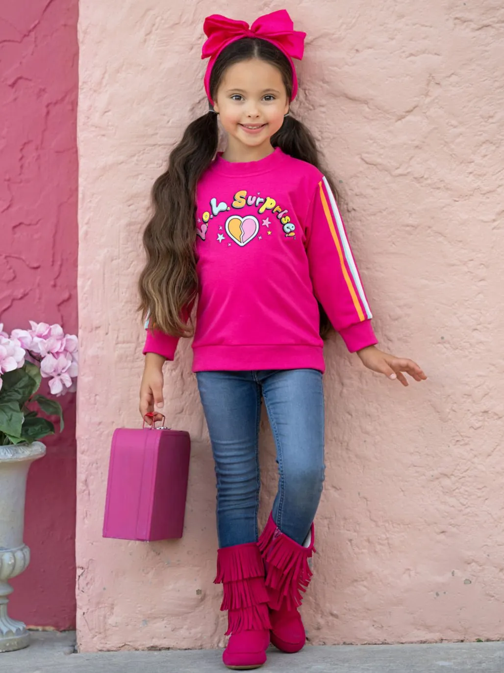 L.O.L. SURPRISE! Pink Rainbow Stripe Sweatshirt