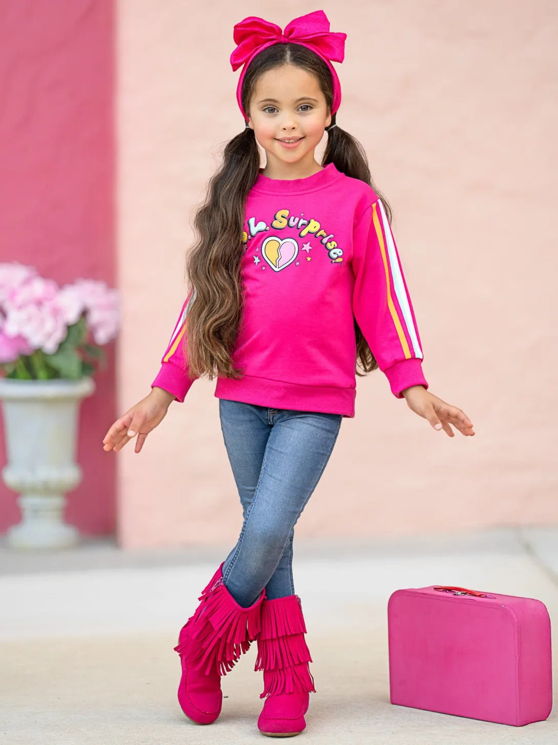 L.O.L. SURPRISE! Pink Rainbow Stripe Sweatshirt