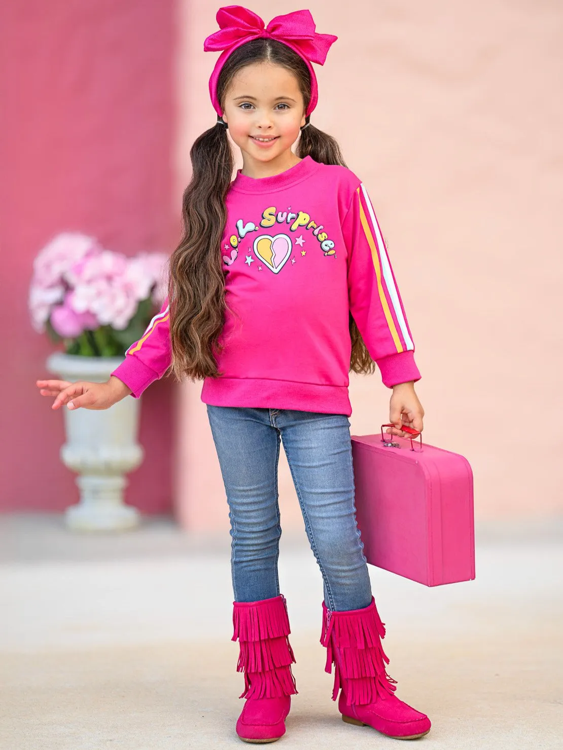L.O.L. SURPRISE! Pink Rainbow Stripe Sweatshirt