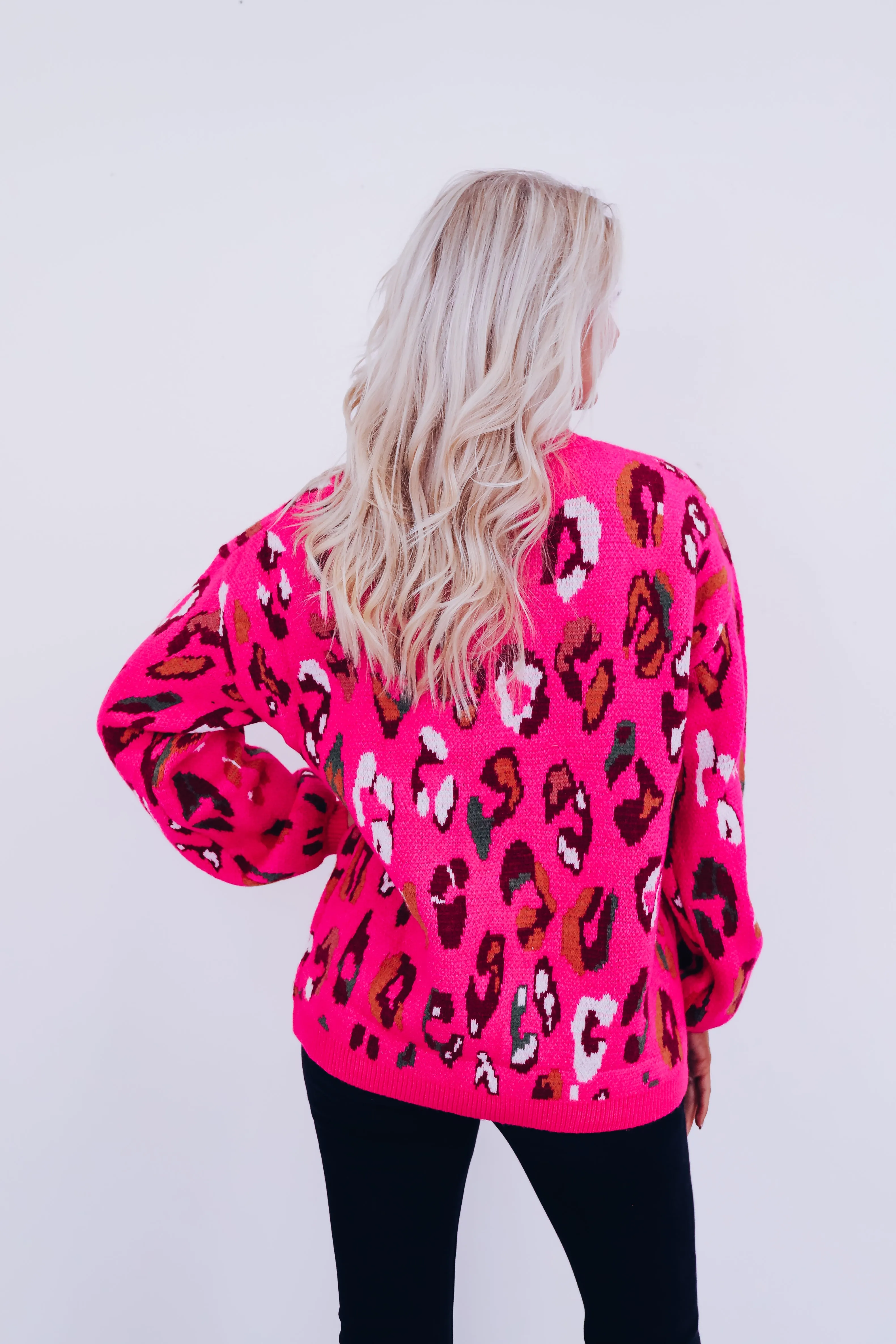 Lola Leopard Print Sweater - Pink