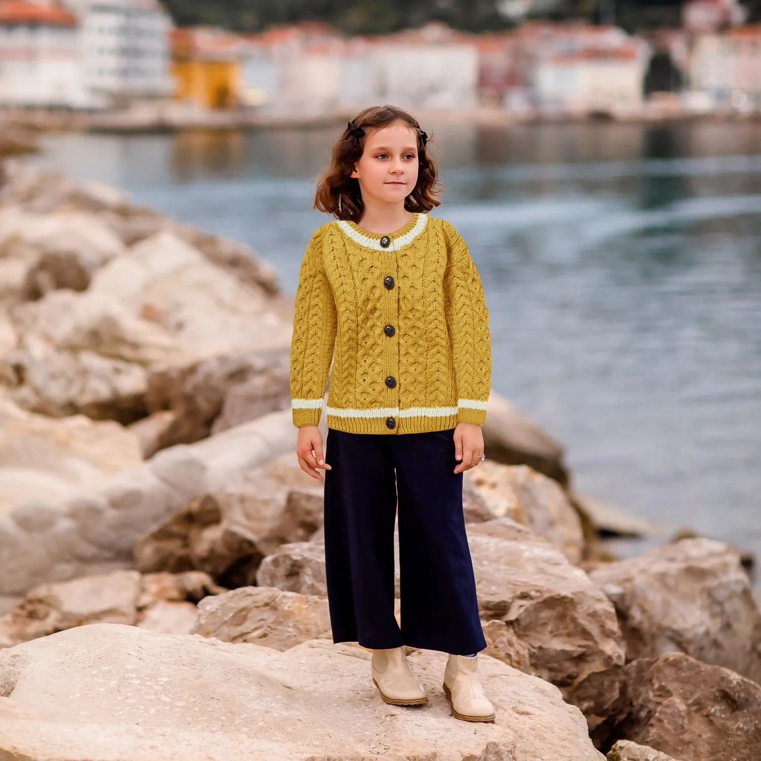 London Days Merino Children's Cardigan - Sunshine