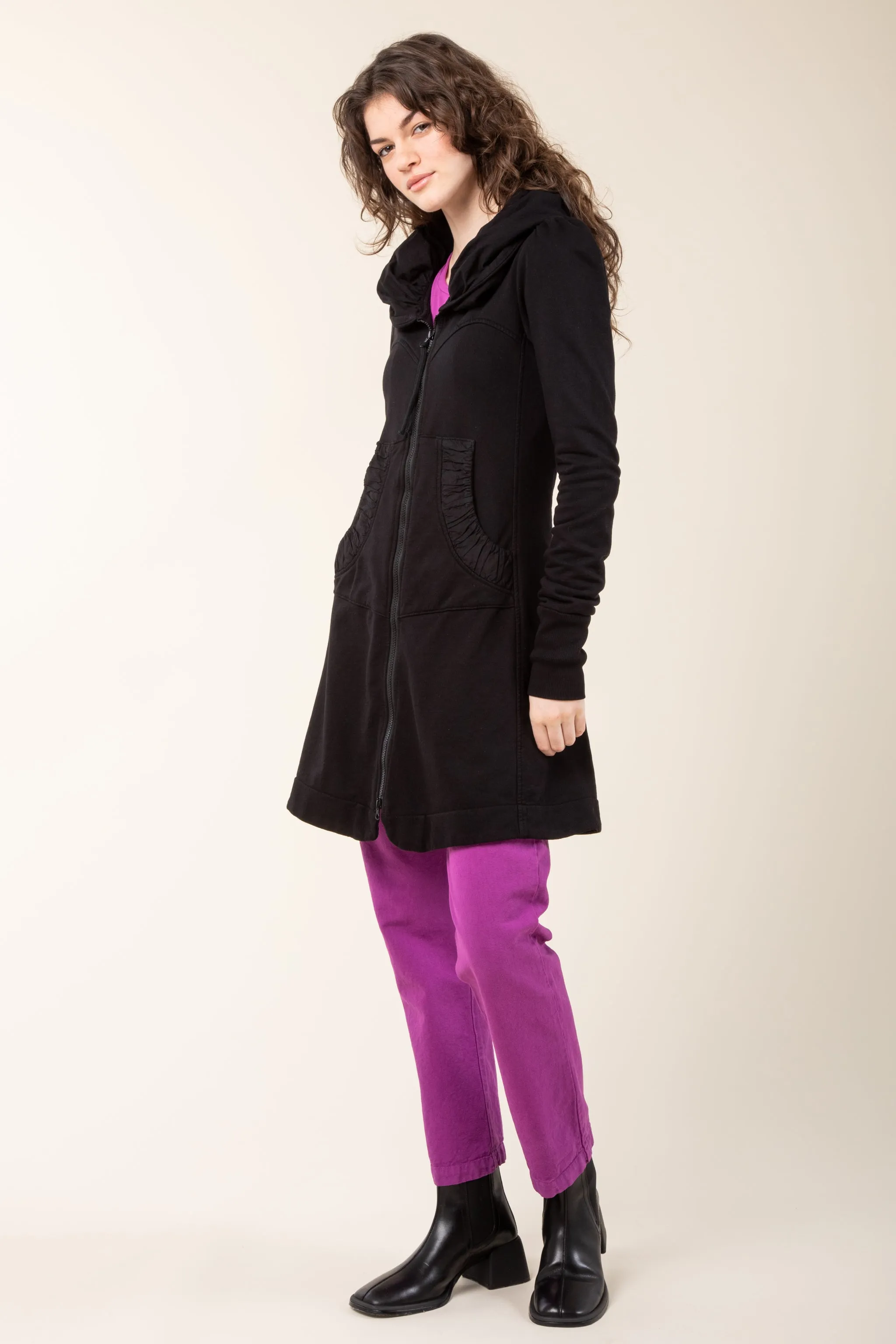 Long Cloak Hoodie in Black