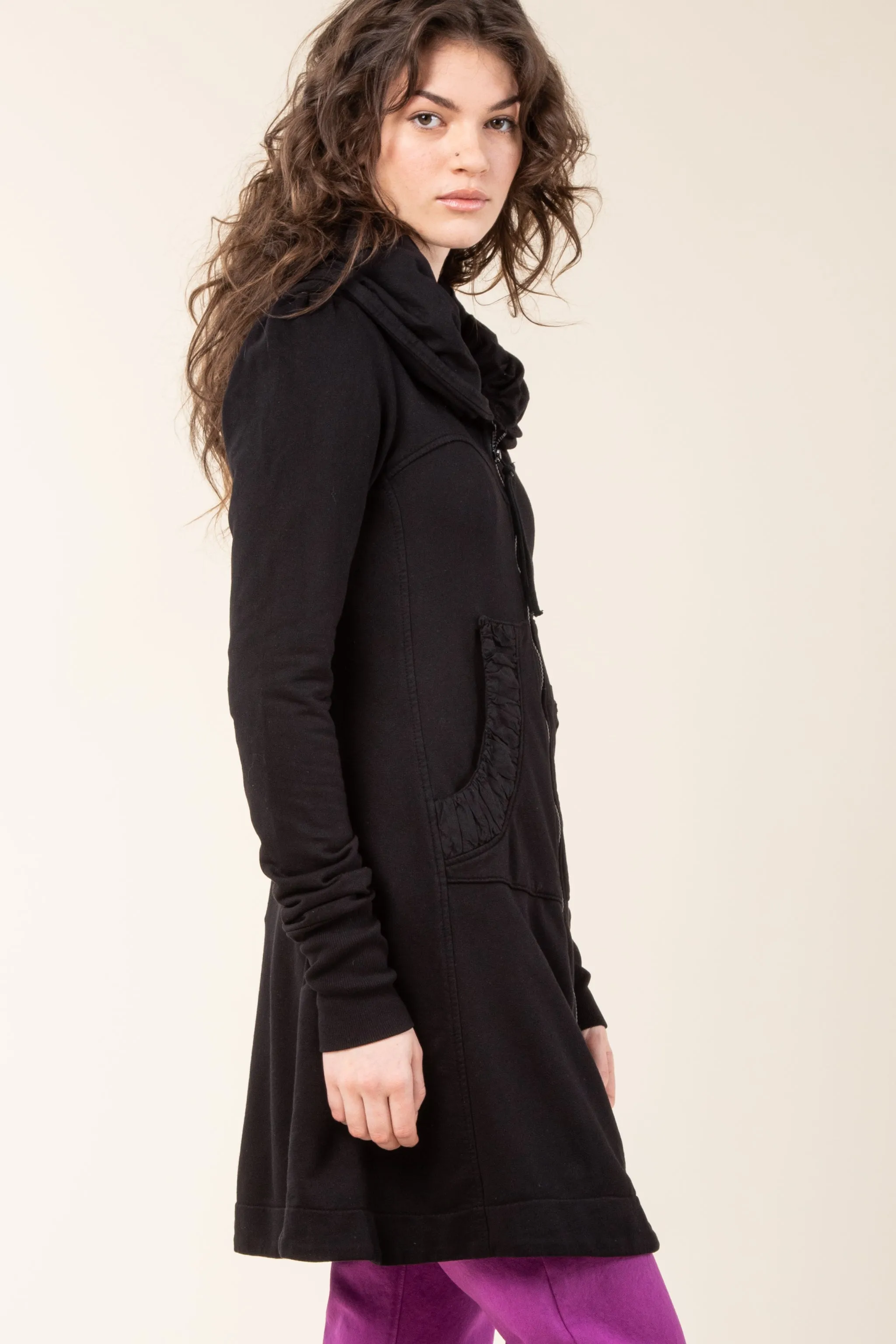 Long Cloak Hoodie in Black
