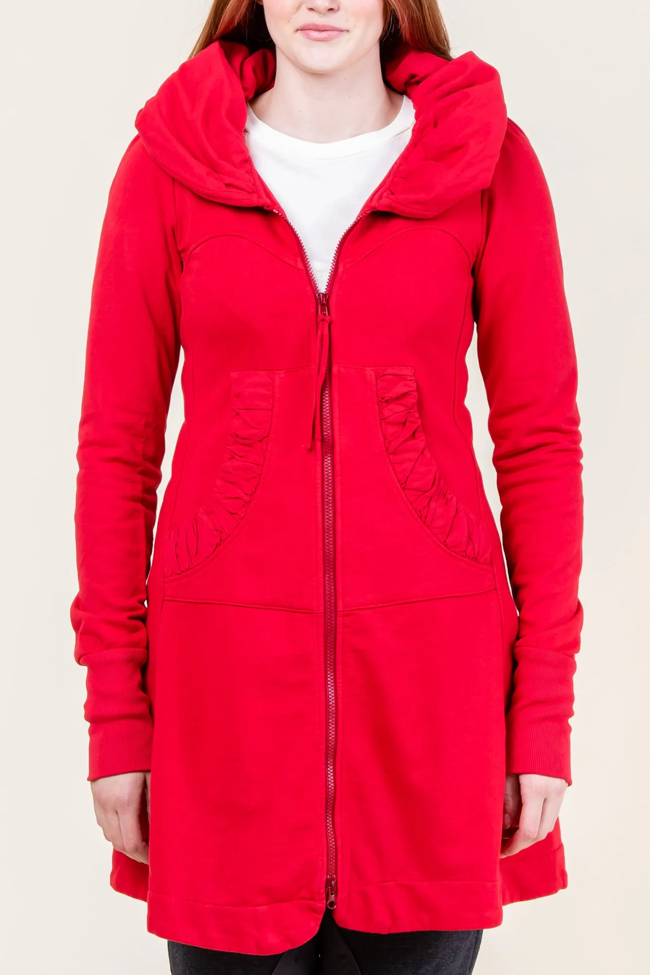 Long Cloak Hoodie in Lipstick