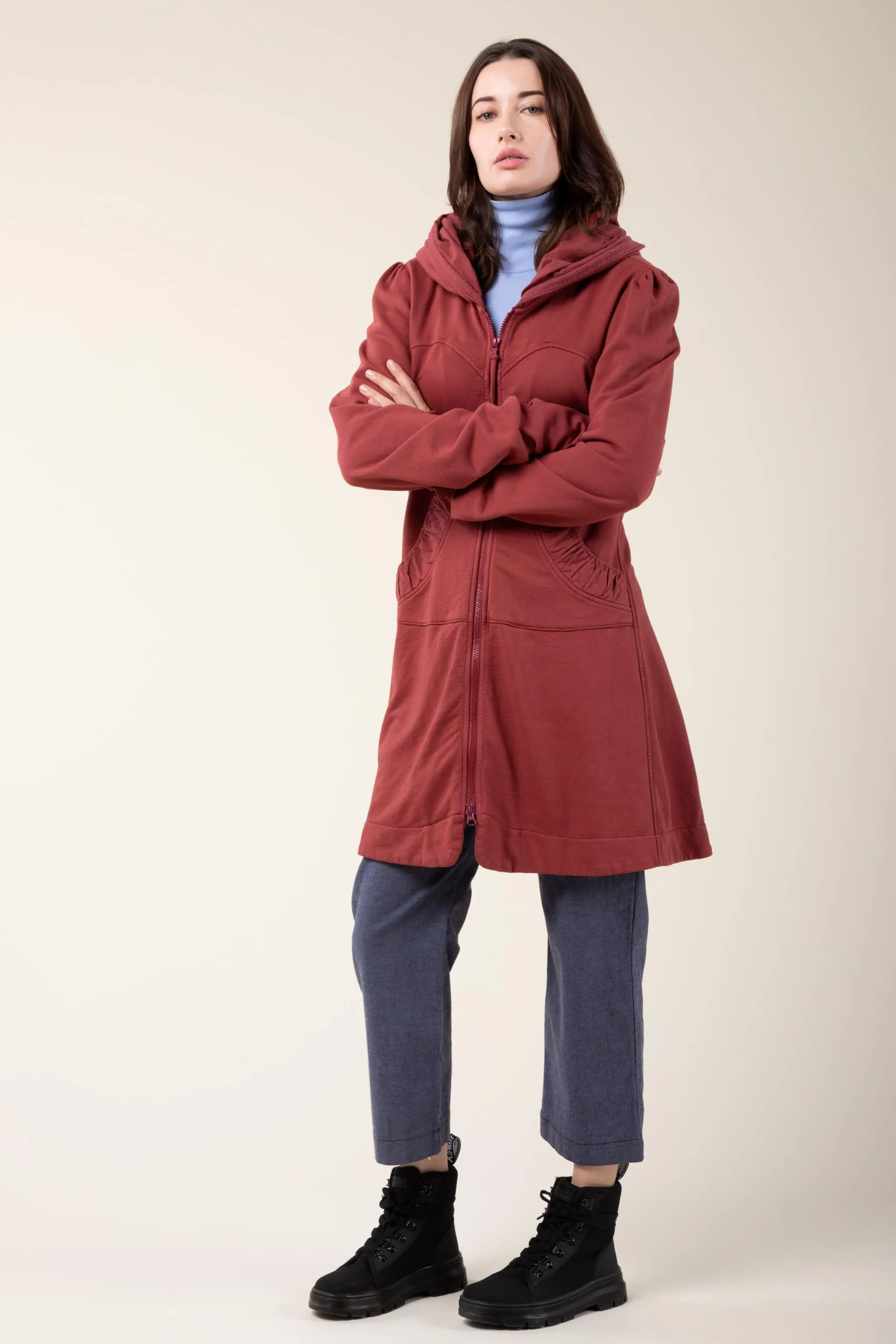 Long Cloak Hoodie in Oxblood