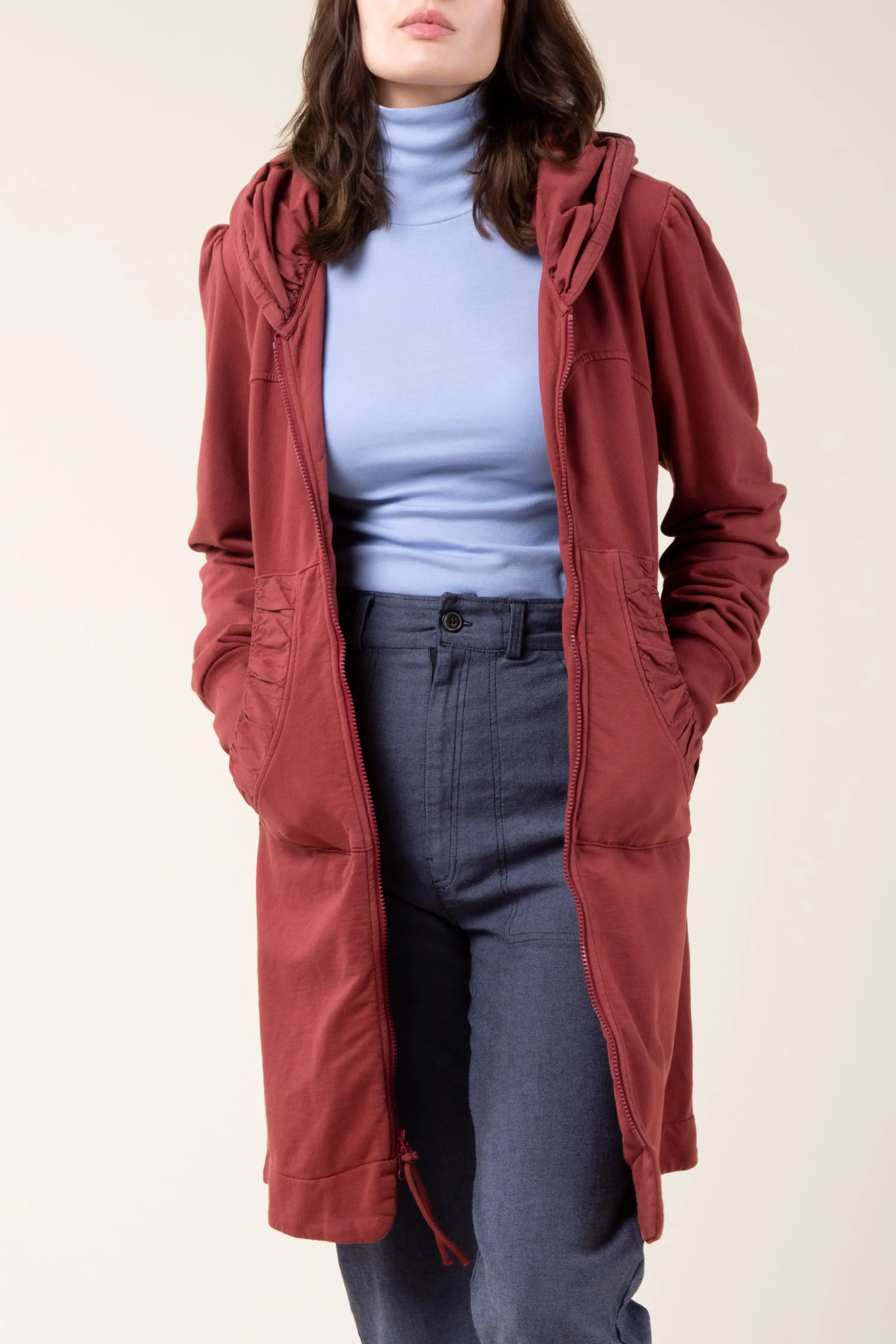 Long Cloak Hoodie in Oxblood