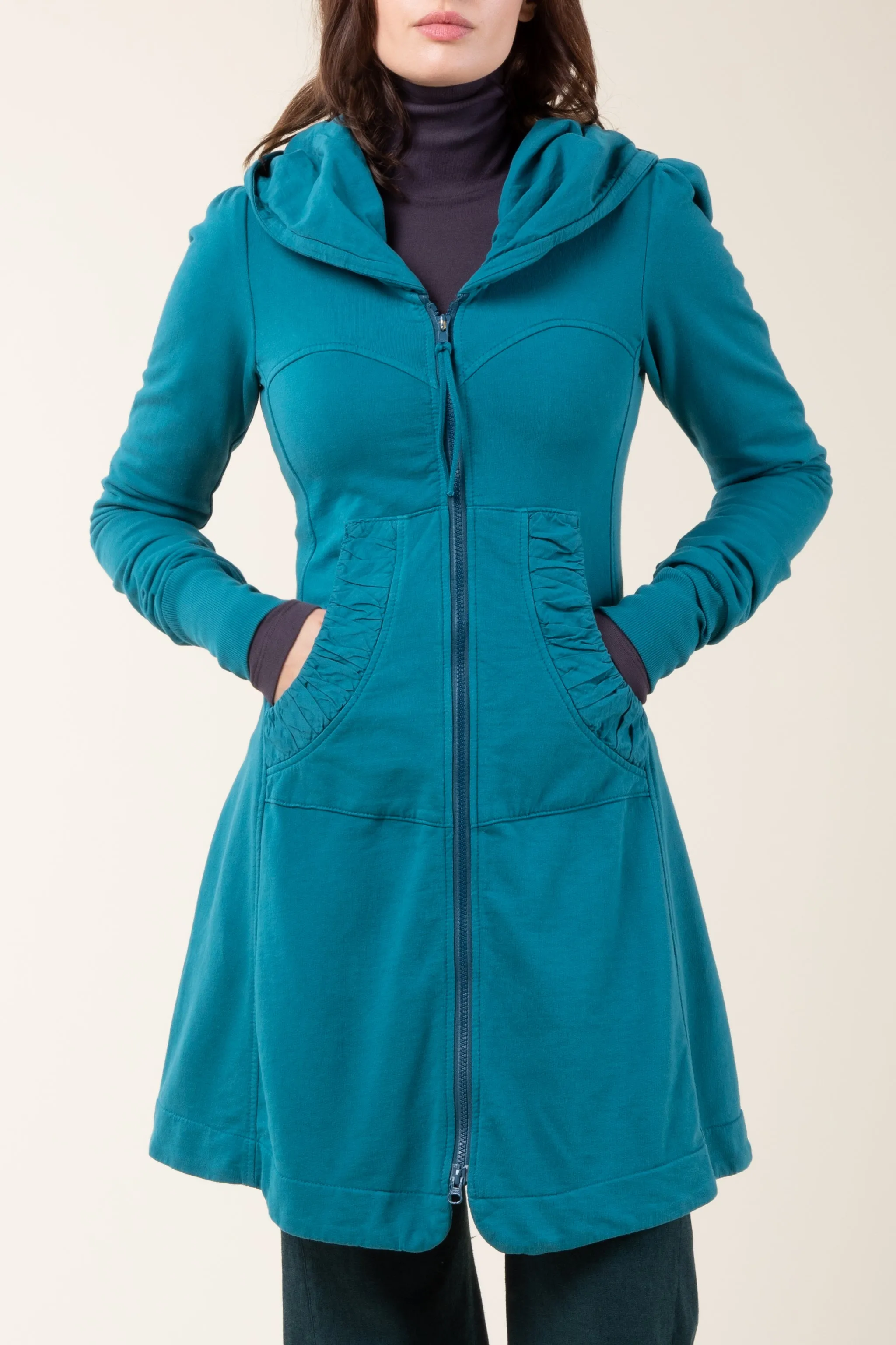 Long Cloak Hoodie in Peacock