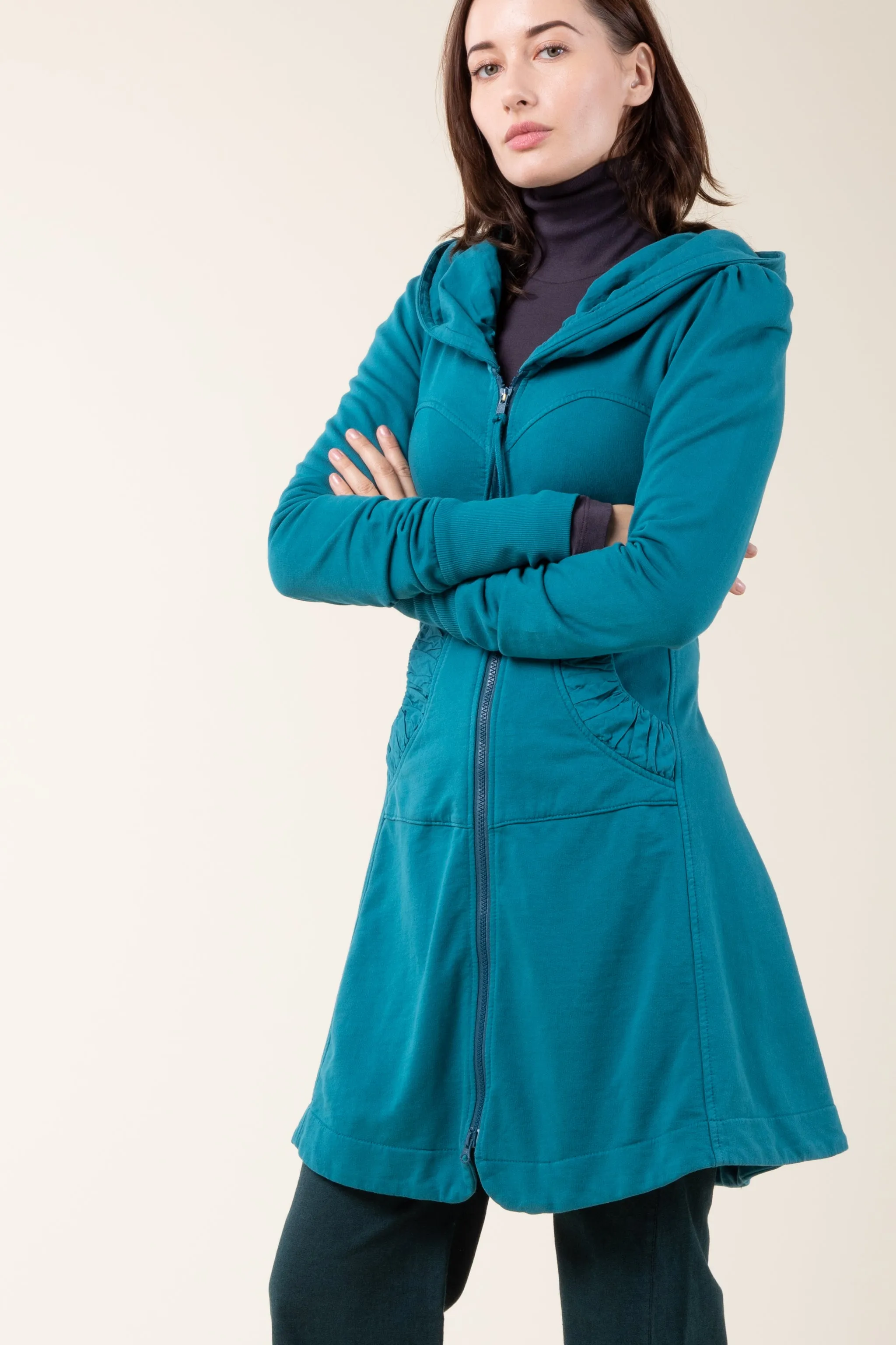Long Cloak Hoodie in Peacock