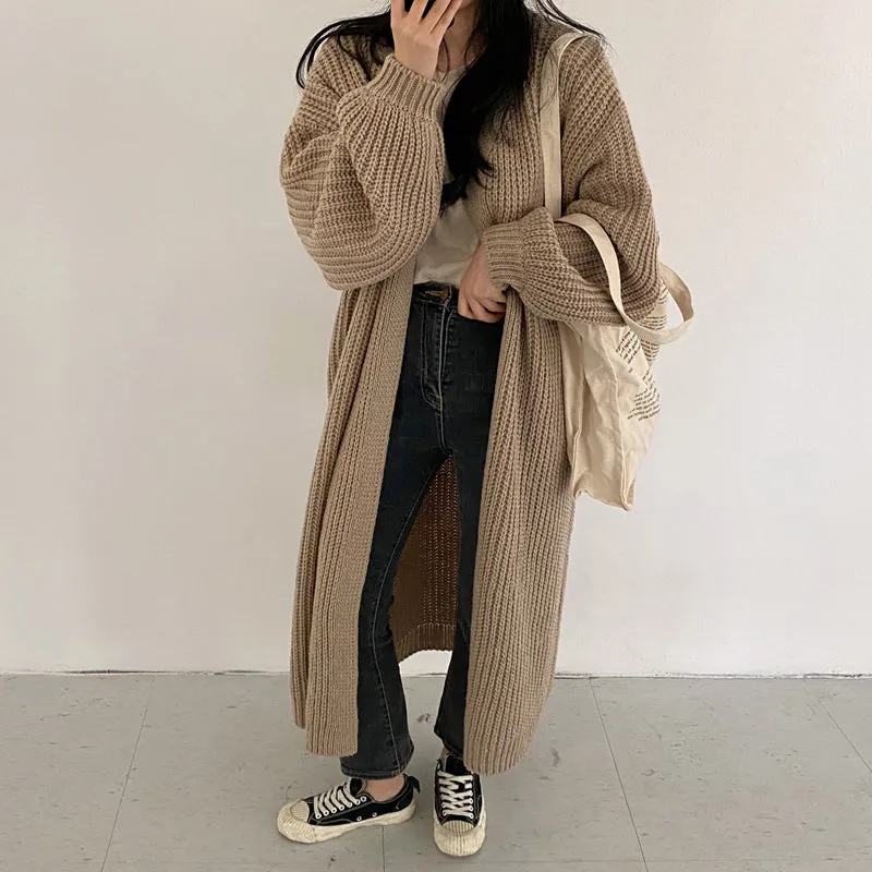 Long Loose Knitted Oversized Cardigan Sweater