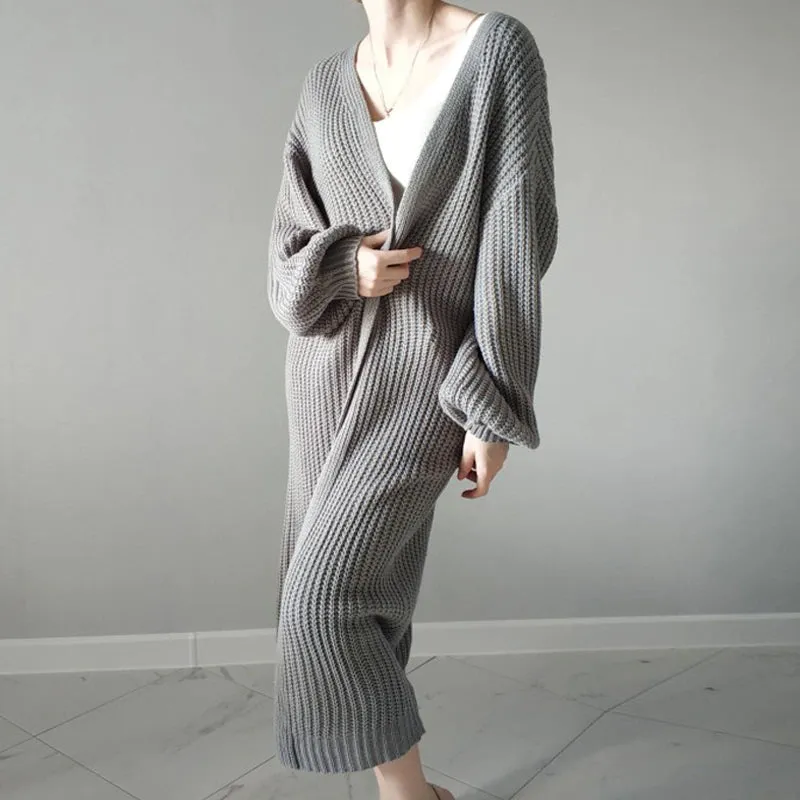 Long Loose Knitted Oversized Cardigan Sweater