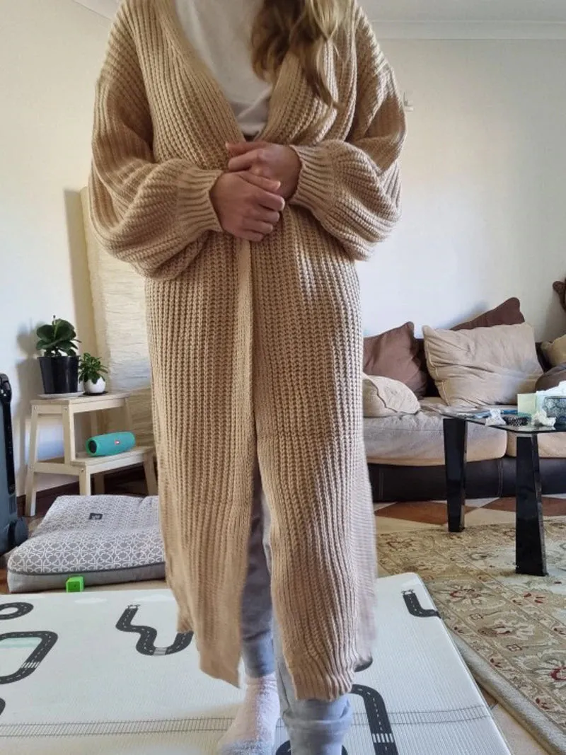 Long Loose Knitted Oversized Cardigan Sweater