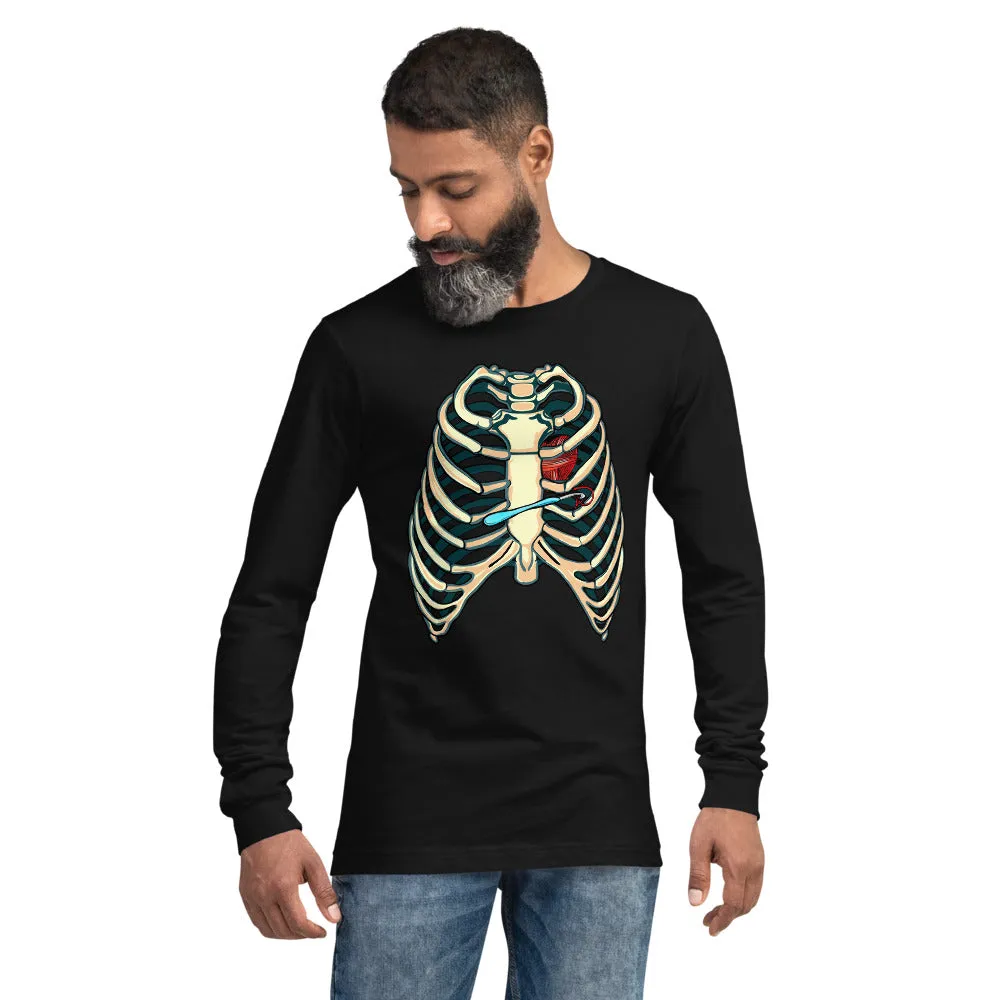 Long Sleeve Black Tshirt, Heart of a Hooker, Halloween Costume for Crocheter