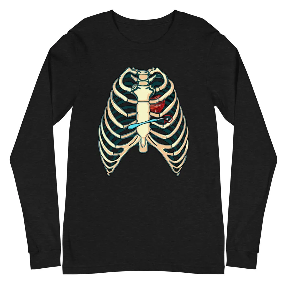 Long Sleeve Black Tshirt, Heart of a Hooker, Halloween Costume for Crocheter