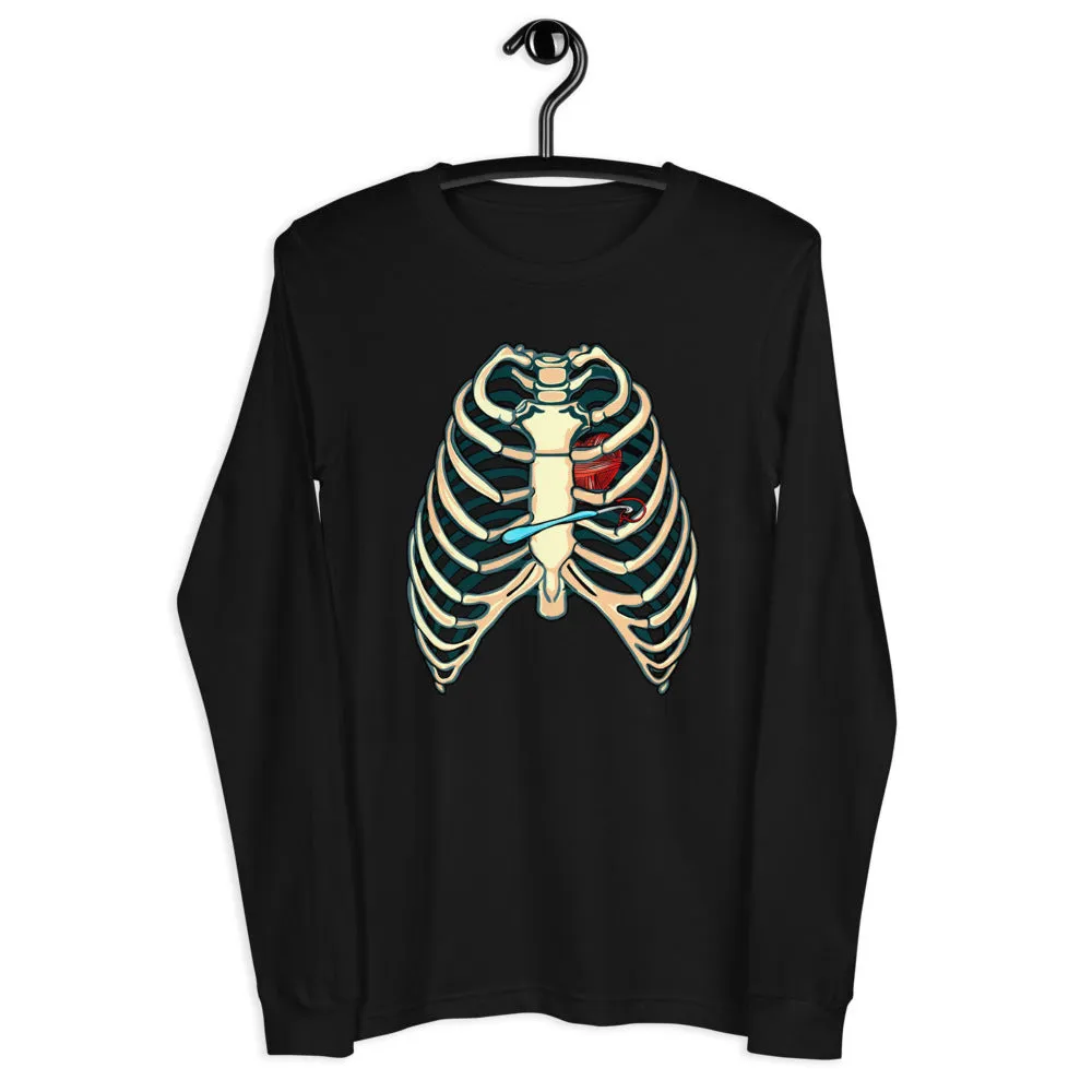 Long Sleeve Black Tshirt, Heart of a Hooker, Halloween Costume for Crocheter