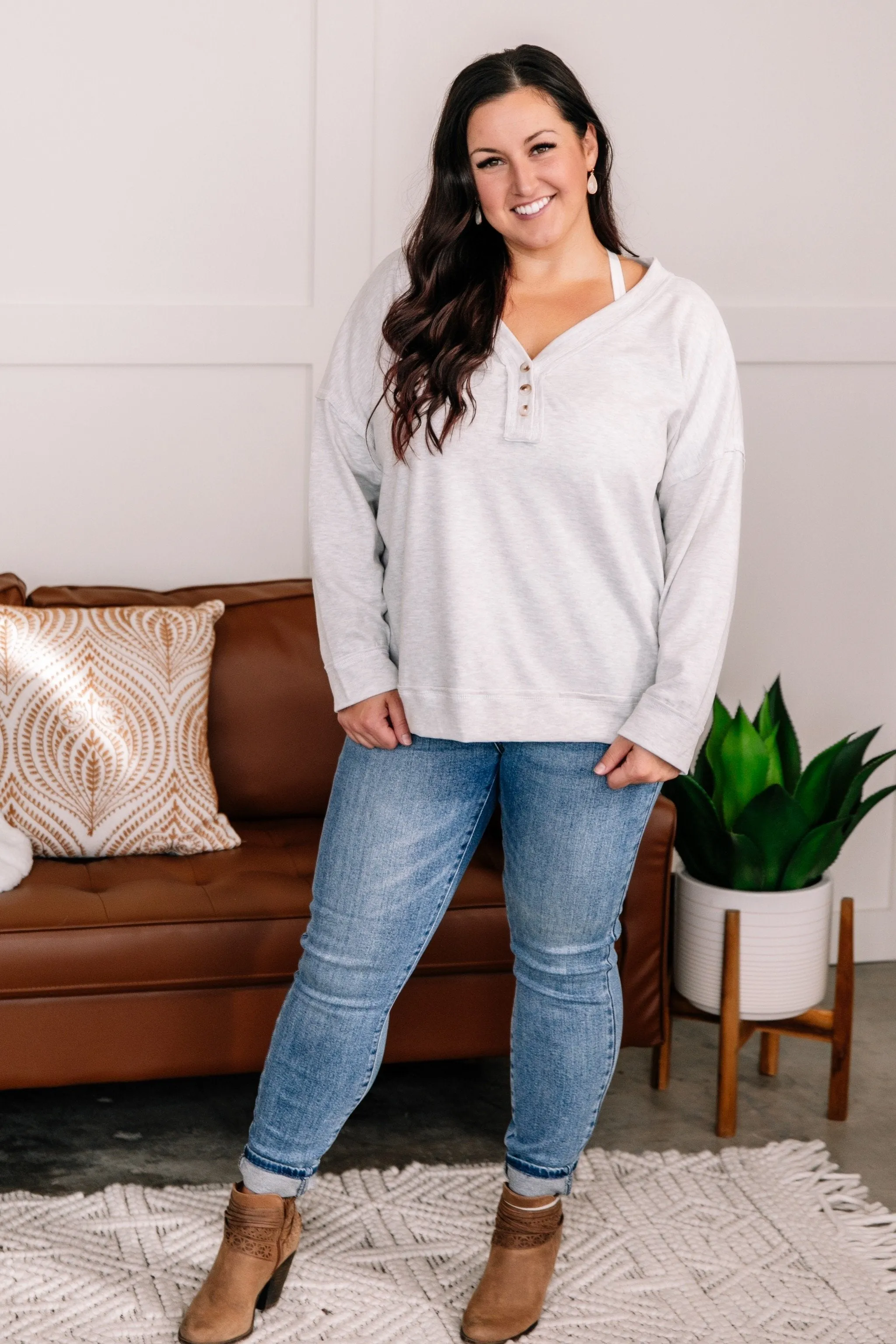 Long Story Short Fleece Henley Top