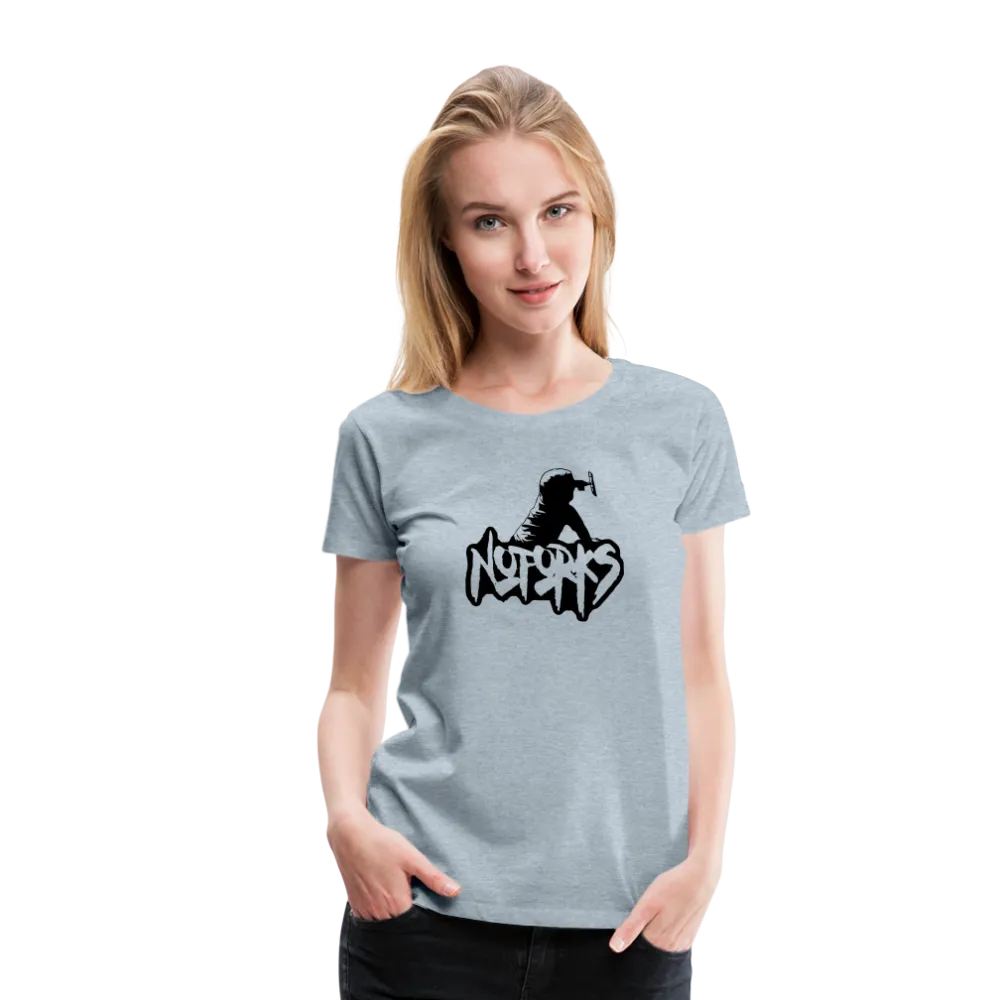 Loud & Clear – No Forks Women’s Premium Tee (Black Logo Edition)