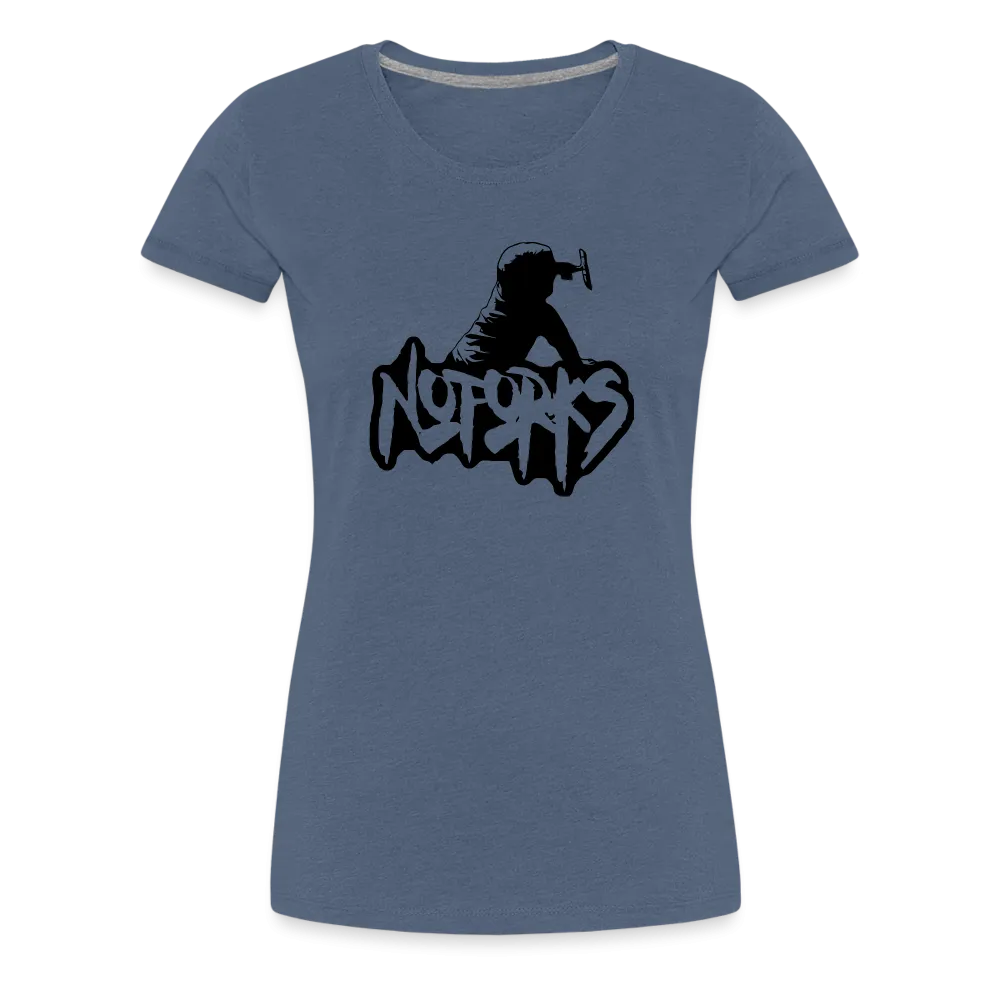 Loud & Clear – No Forks Women’s Premium Tee (Black Logo Edition)